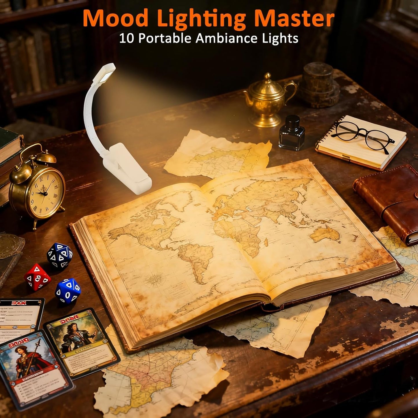 10 Pcs Clip On Reading Light, Rechargeable Book Light with 5 LED 3 Color Temperatures & Stepless Dimming, Portable Bed Lamp (White)