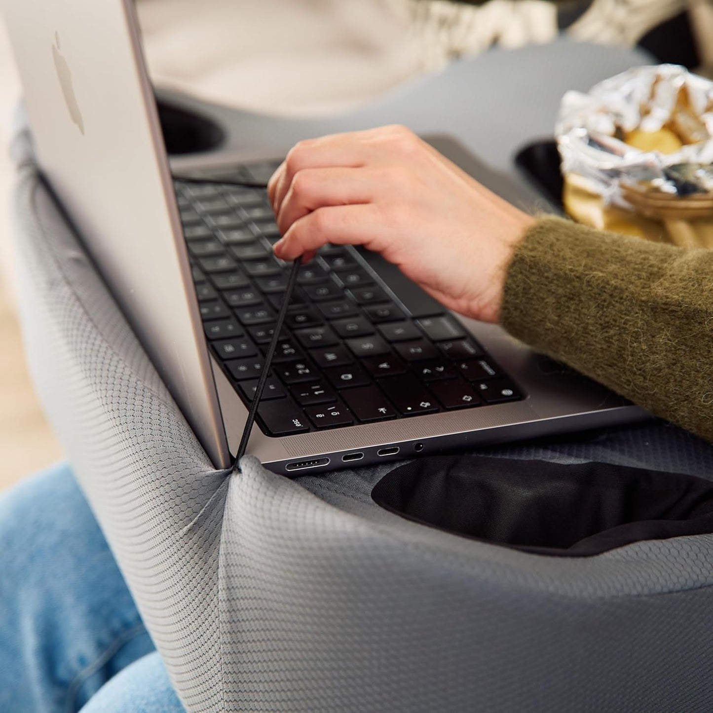 Lap Desk Pillow - Cushioned Lap Pillow for Reading, Gaming, Work & Travel, Soft & Portable Laptop Desk for Bed, Couch, or Car, Ergonomic Support for Laptops & Tablets (Grey)