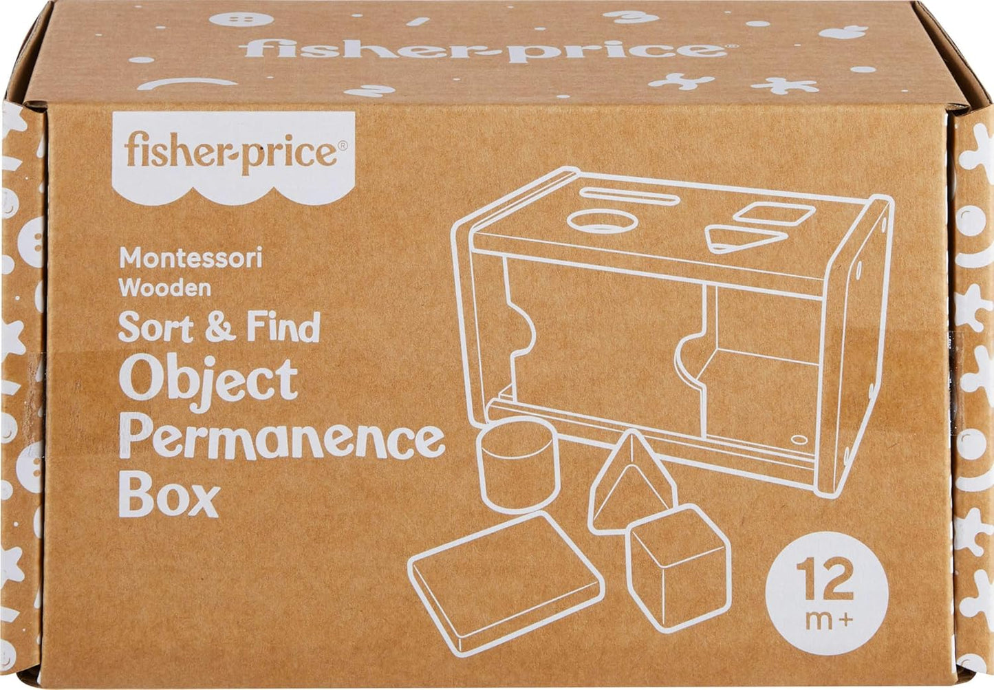 Fisher-Price Wood Montessori Toy Object Permanence Box Sort & Find, American Montessori Society Seal of Excellence, Wooden Shape-Sorter Learning Activity for Baby Ages 1+ Years (Amazon Exclusive)