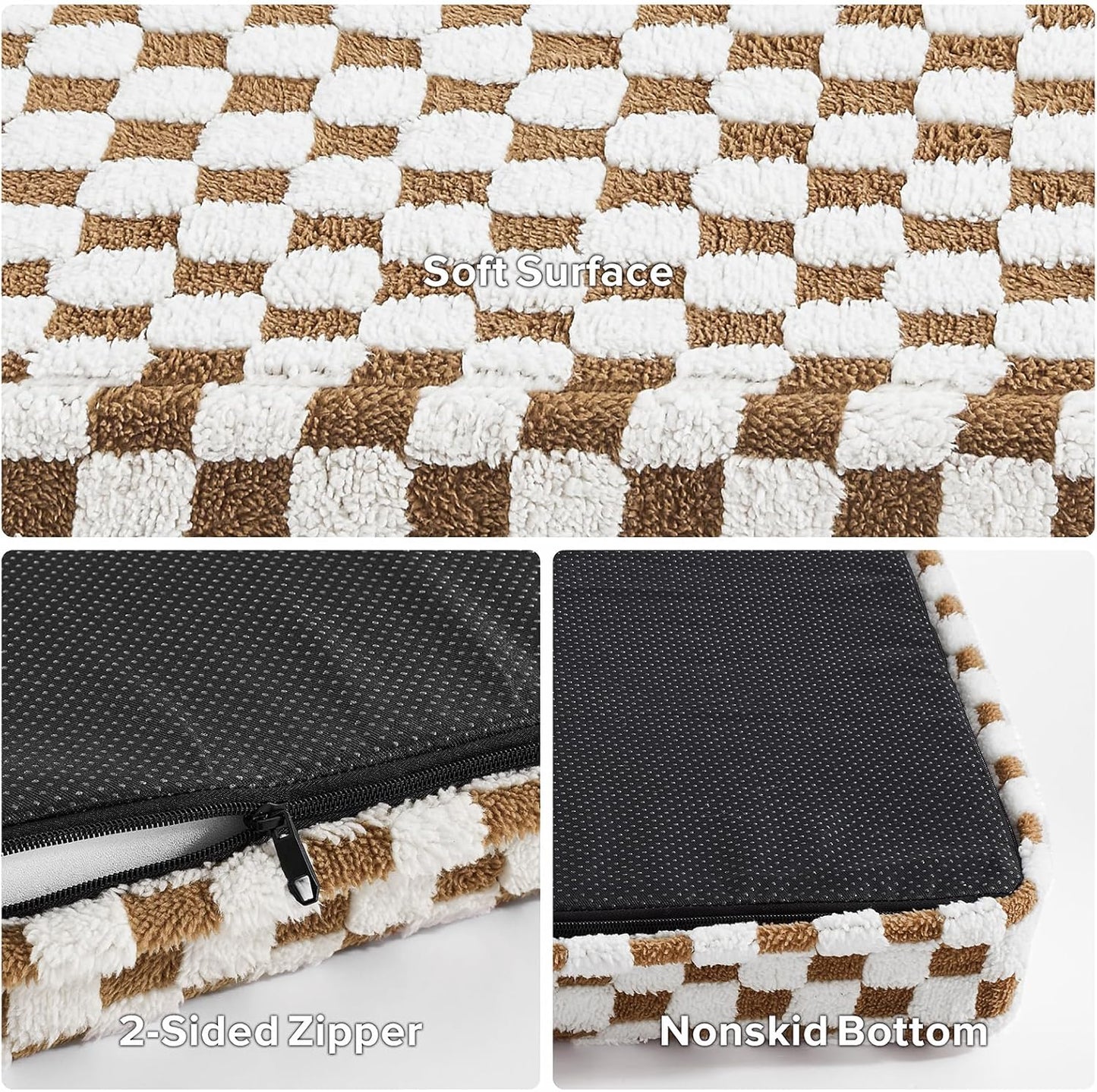 JOEJOY Dog Bed for Large Dogs, XLarge Orthopedic Dog Bed with Removable Washable Cover, Cute Modern Plush & Memory Egg Crate Foam Dog Bed, 42 x 28 inch, Brown