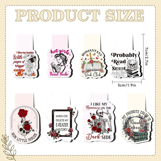 Dark Romance Magnetic Bookmarks: 8 Pcs Funny Magnet Book Page Markers for Reading, Spicy Fairytale Bookmark Clips, Gifts for Women Book Lovers Office School Supplies