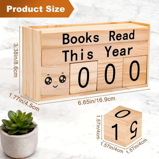 Books Read This Year Counter, Anglecai Book Tracker for Reading Goal Display Wooden Book Reading Tracker Sign Up to 999 Books, Bookworm Gift for Bookshelf Decor, Book Lovers