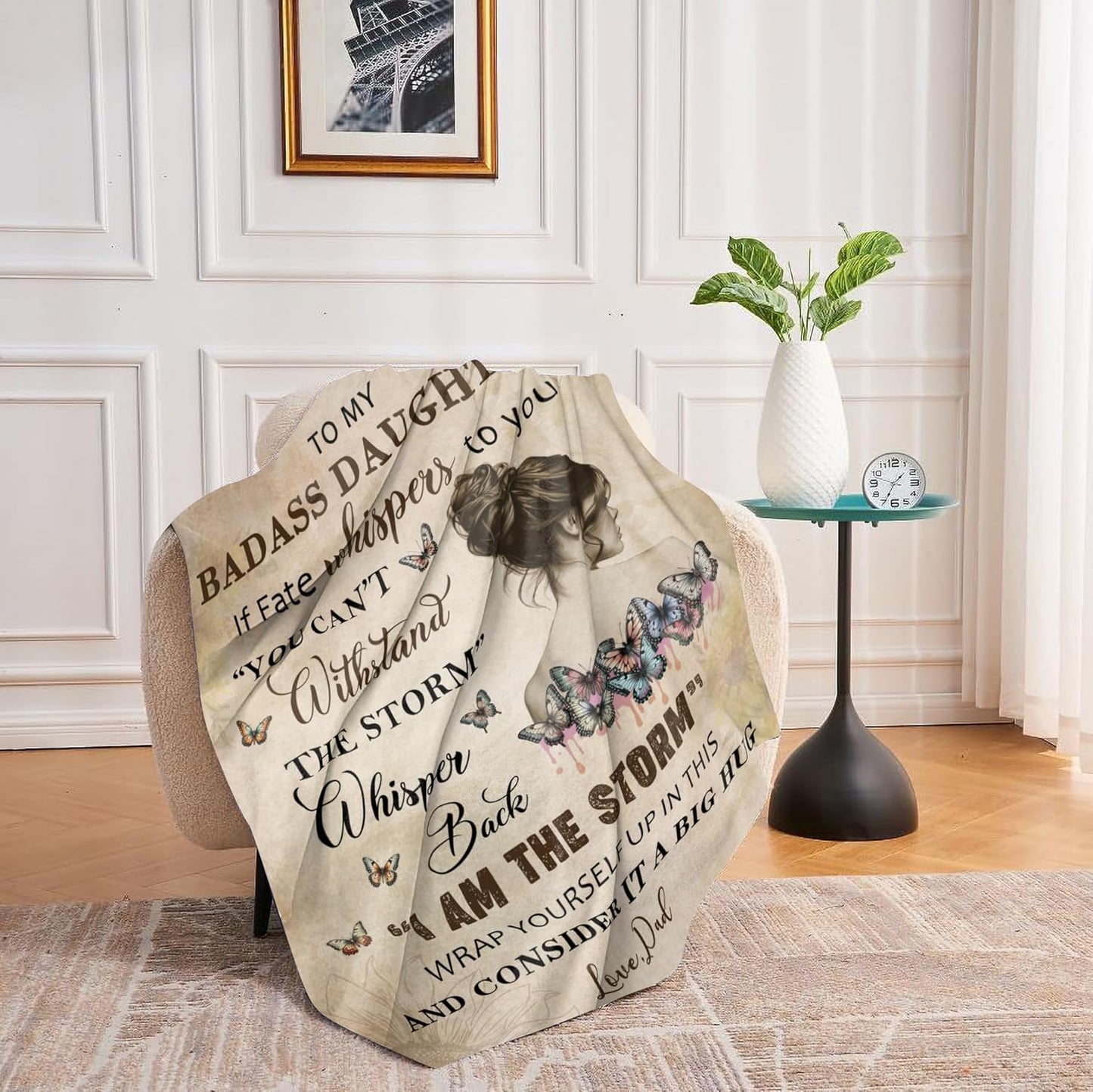 to My Badass Daughter Blanket from Dad - to My Daughter from Dad and Mom Gifts for Daughters Blanket, 60" x 80"