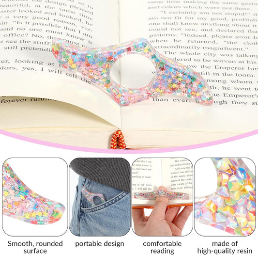 Thumb Book Page Holder, 2 PCS Bookmark Holders Transparent Resin Book Opener Holder Thumb Page Holders Books Reading Accessories for Women Girls Reading-Lovers