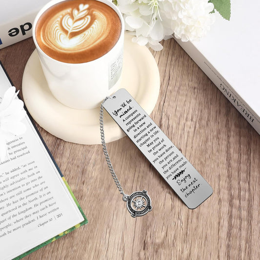 Coworker Leaving Gifts for Women Men Retirement Gifts You Will Be Missed Compass Metal Bookmark Teacher Friends Retirement Bookmark Farewell Going Away Goodbye Gift for Graduation New Job