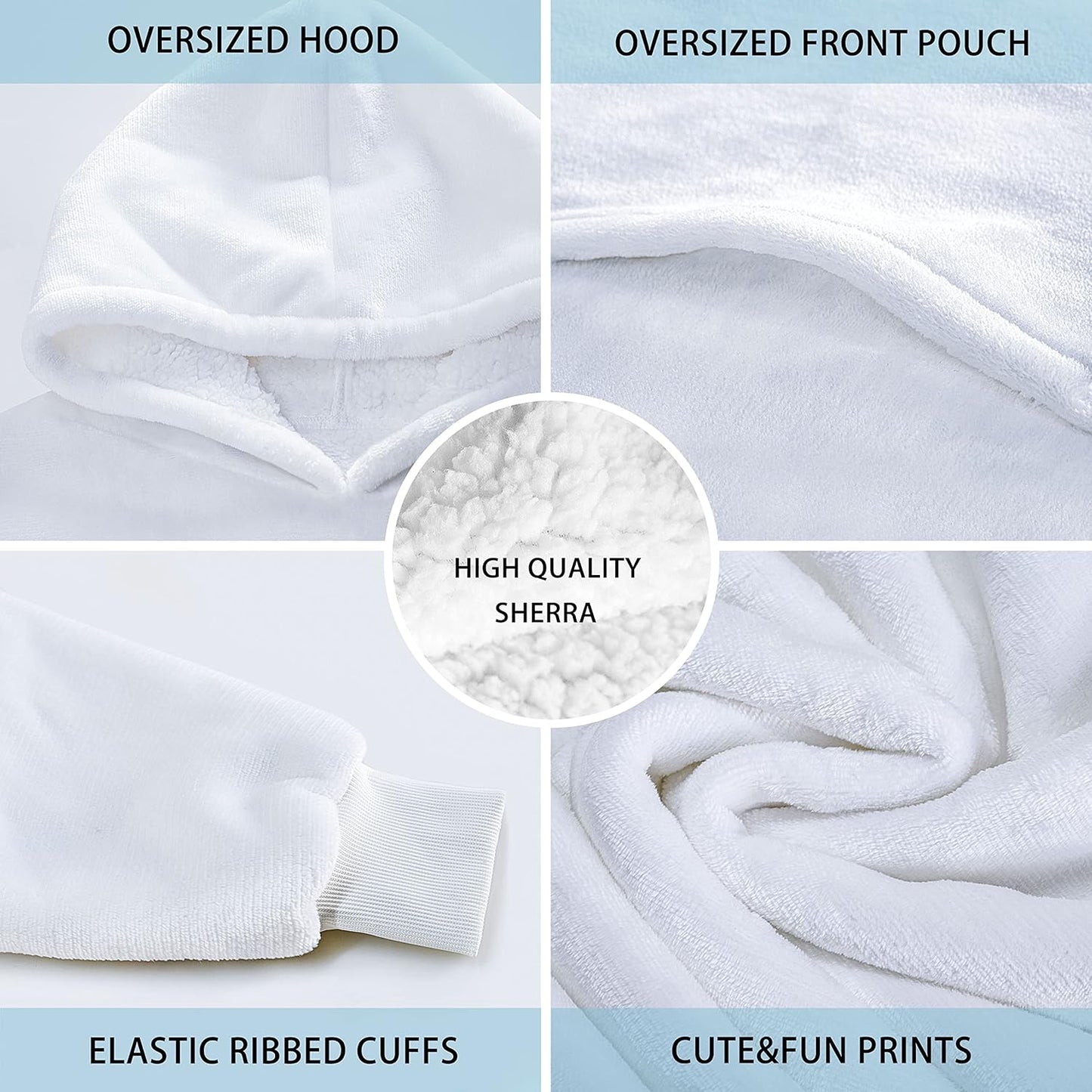 Wearable Oversized Blanket,Sherpa Blanket Hoodie with Super Pockets,Super Warm Fuzzy Pullover for Women & Men