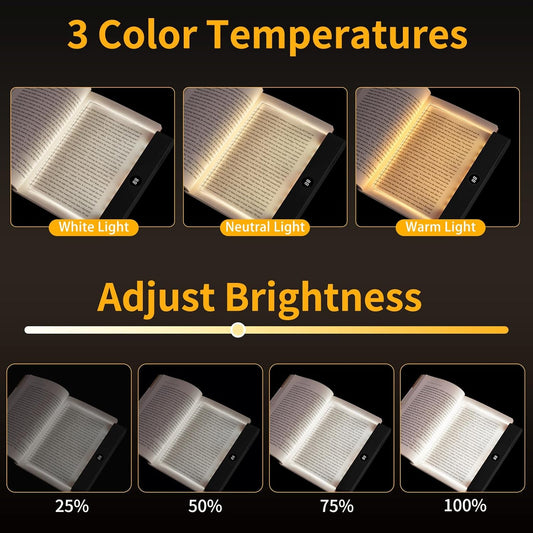 Avera Book Light, Led Reading Clip On Book Light Rechargeable, 2026 Upgraded Flat Night Light with 3 Colors & Timer Lamp, Stepless Dimming Anti-Glare Intelligent Design, Reading in Bed