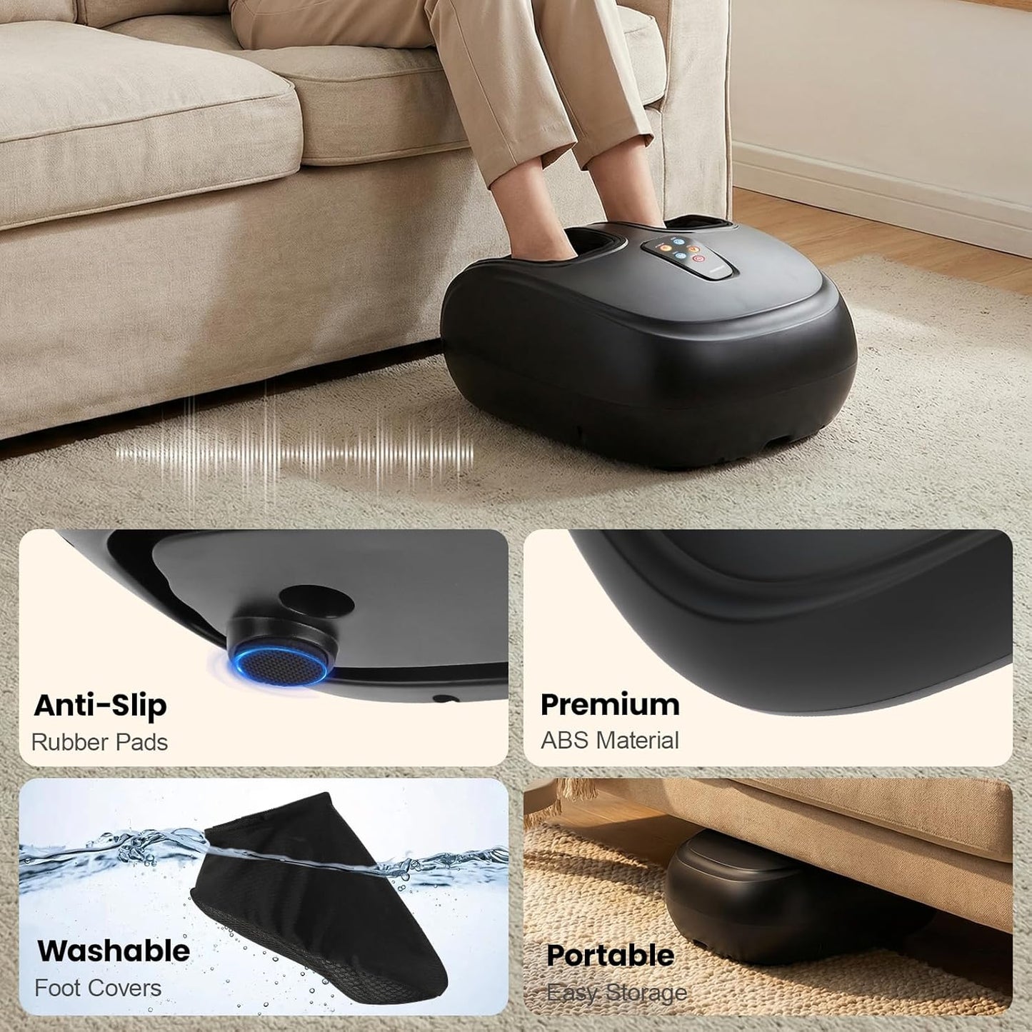 Shiatsu Foot Massager Machine with Heat, Upgraded Deep Kneading/Rolling Foot Massager for Delivers Pain Relief, Plantar Fasciitis, Neuropathy, Fits Up to 13‘’, Gifts for Women Mom Men Dad Seniors