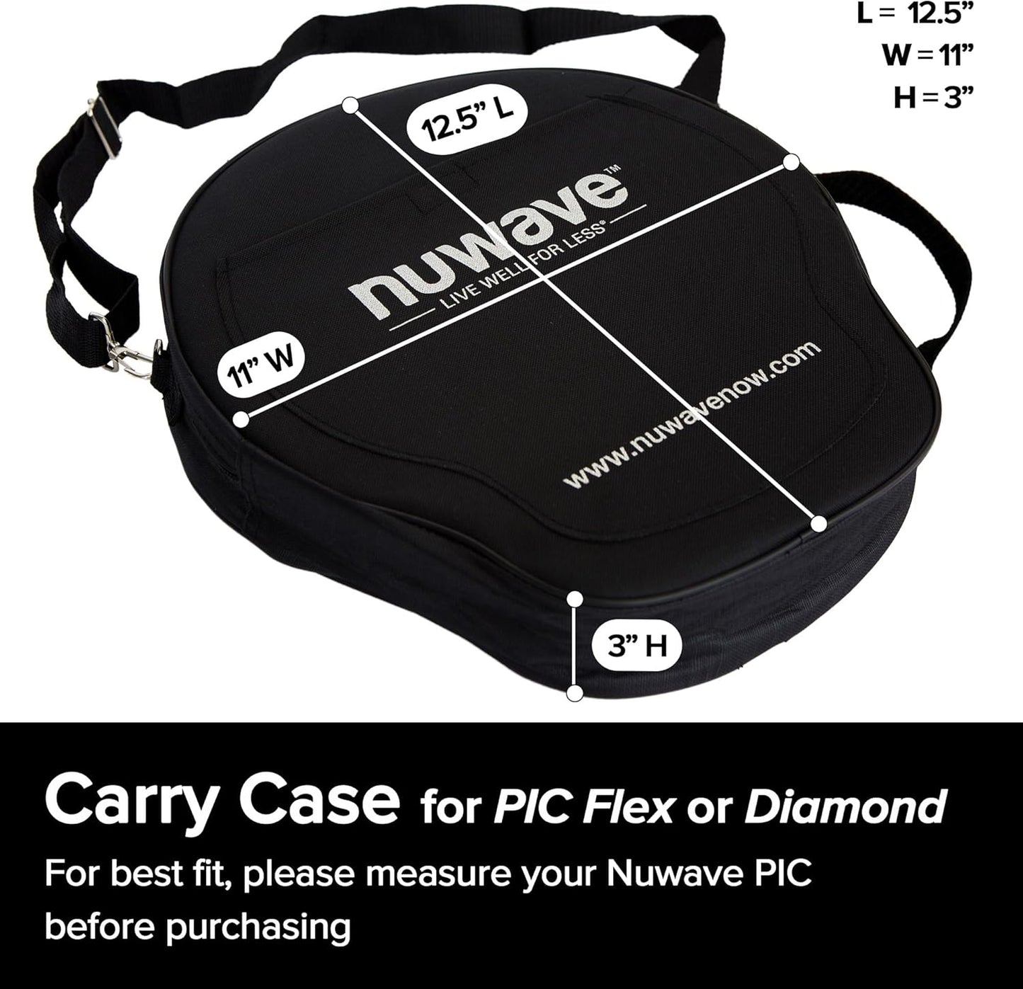 Nuwave PIC Flex & Diamond Carry Case, Sold by Original Manufacturer, Durable, Water-Resistant, Only Compatible with PIC Flex Models 30501, 30502, 30532, 30537, & 30527 or PIC Diamond Model 30511