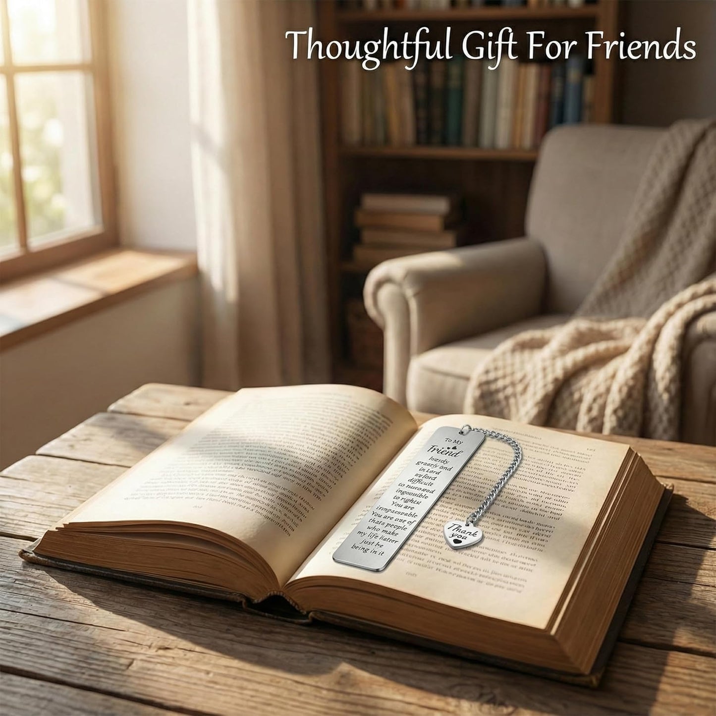 Metal Bookmark, Engraved Long Distance Friendship Gift for Book Lovers, Sentimental Birthday Present for Best Friend, Thoughtful Reading Gift for Women Men Christmas Graduation