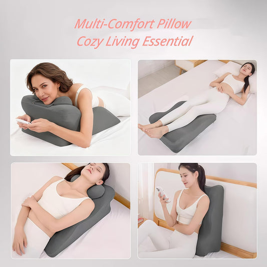 Memory Foam Wedge Pillow for Sleeping and Reading, Ergonomic Multi-Purpose Backrest, Face Down Prone Pillow, Superior Neck & Shoulder Support with Removable Cover (Dark Gray)