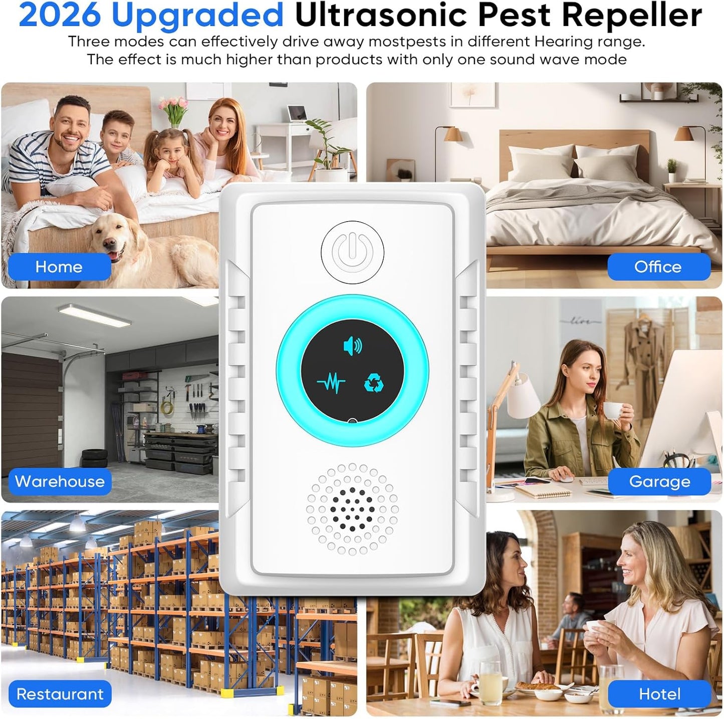 2026 Upgraded Ultrasonic Pest Repeller Indoor 6 Pack, Mouse Repellent Plug in for Mice, Rat, Roach, Spider & Bug, Electronic Rodent Repellent with 3 Modes, Insect Deterrent for Home, Garage, Kitchen