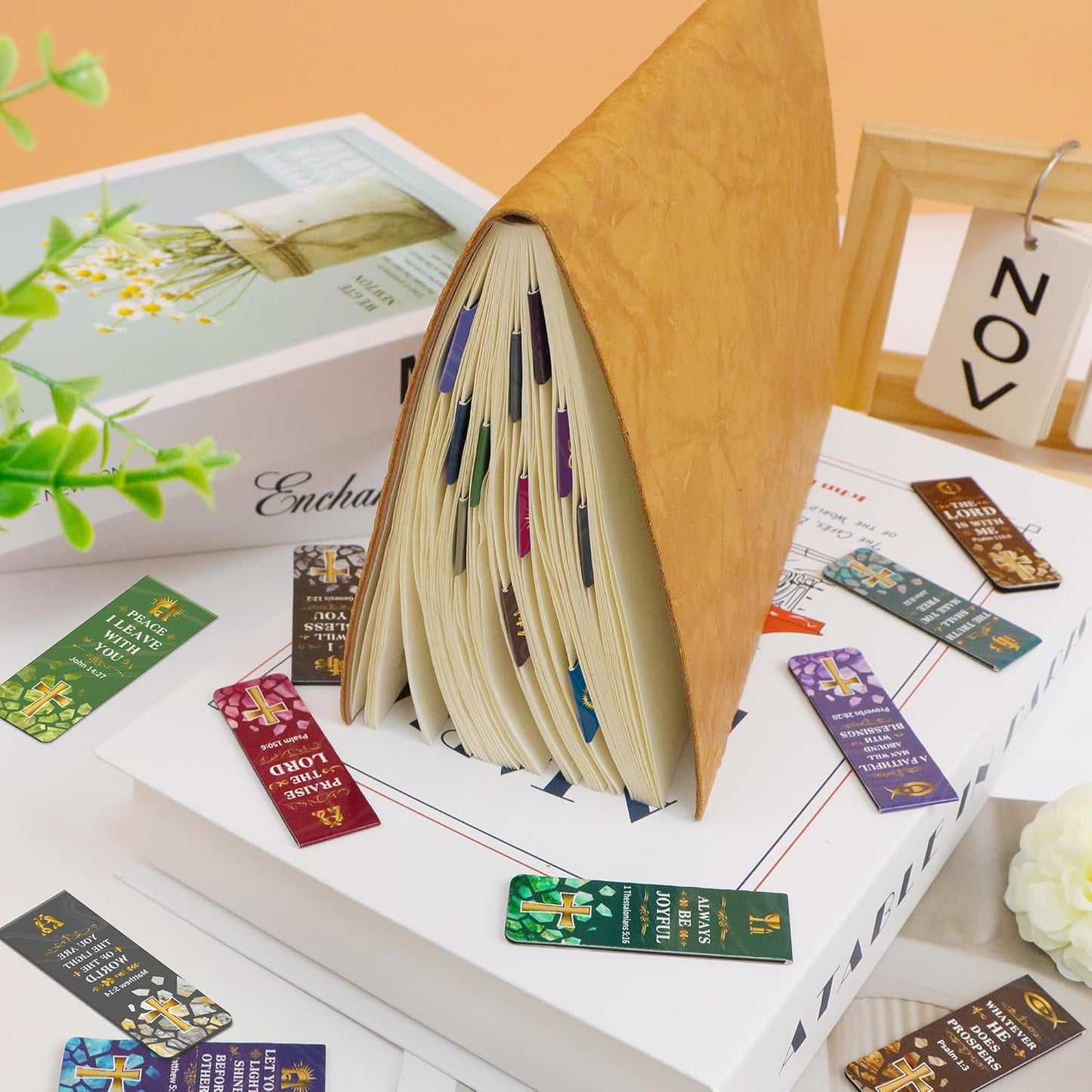 96Pack Magnetic Bookmarks Bible Bookmark Christian Bookmarks Bulk Book Marks for Reading Women Men Adults Kids Book Lovers Gifts, Cute Personalized Religious Magnet Bookmark Clips (Christian)