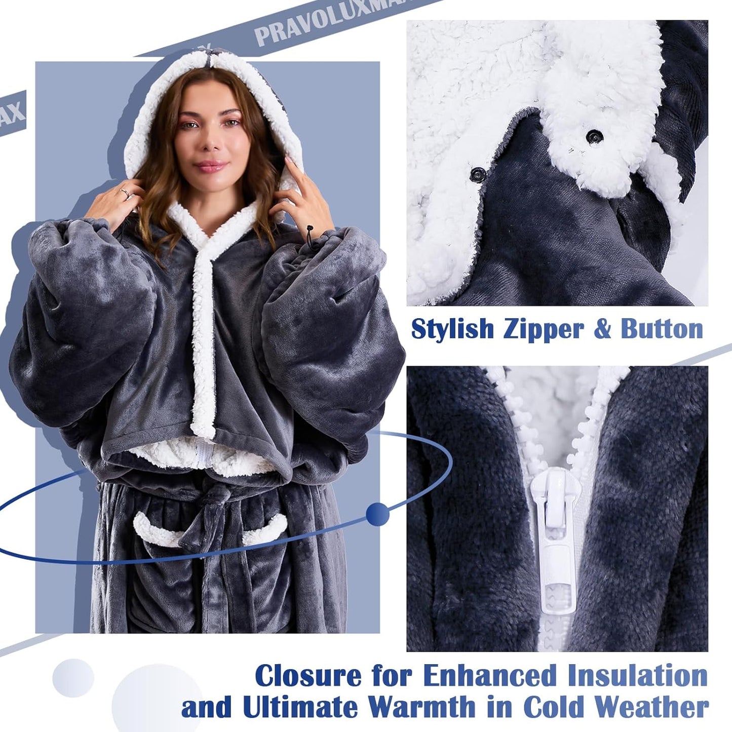 Wearable Heated Blanket Electric Snuggle Throw Blankets,Flannel&Sherpa Heating Blanket with Sleeves Foot Pocket