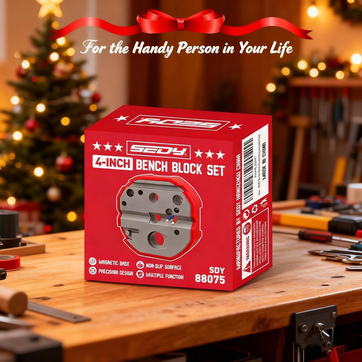 SEDY 4-inch Universal Bench Block with Non-Marring, Magnetic Multi-Hole Slip-Resistant Workbench Tool for Precision Assembly and Maintenance
