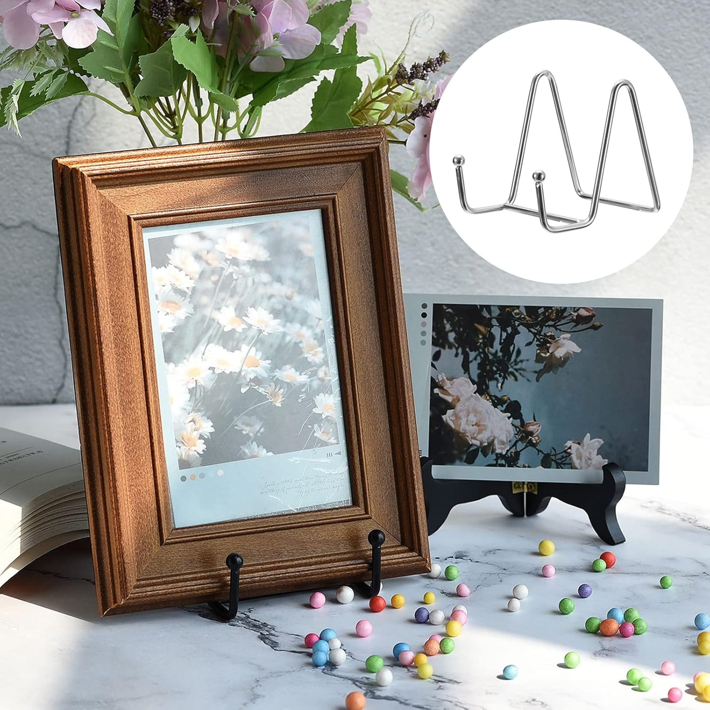 uxcell Plate Stand for Display, 3Pcs 3 Inch Iron Easel Plate Holder Display Stands Metal Decorative Plates for Picture Photo Book, Silver