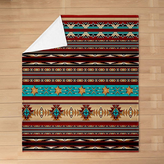 Aztec Throw Blanket Queen Size, Ethnic Tribal Arrow Flannel Fleece Blanket for Sofa Bed Couch, Southwestern Native Bohemian Sherpa Blanket, Western Star Fuzzy Blanket Geometric Bedroom Decor