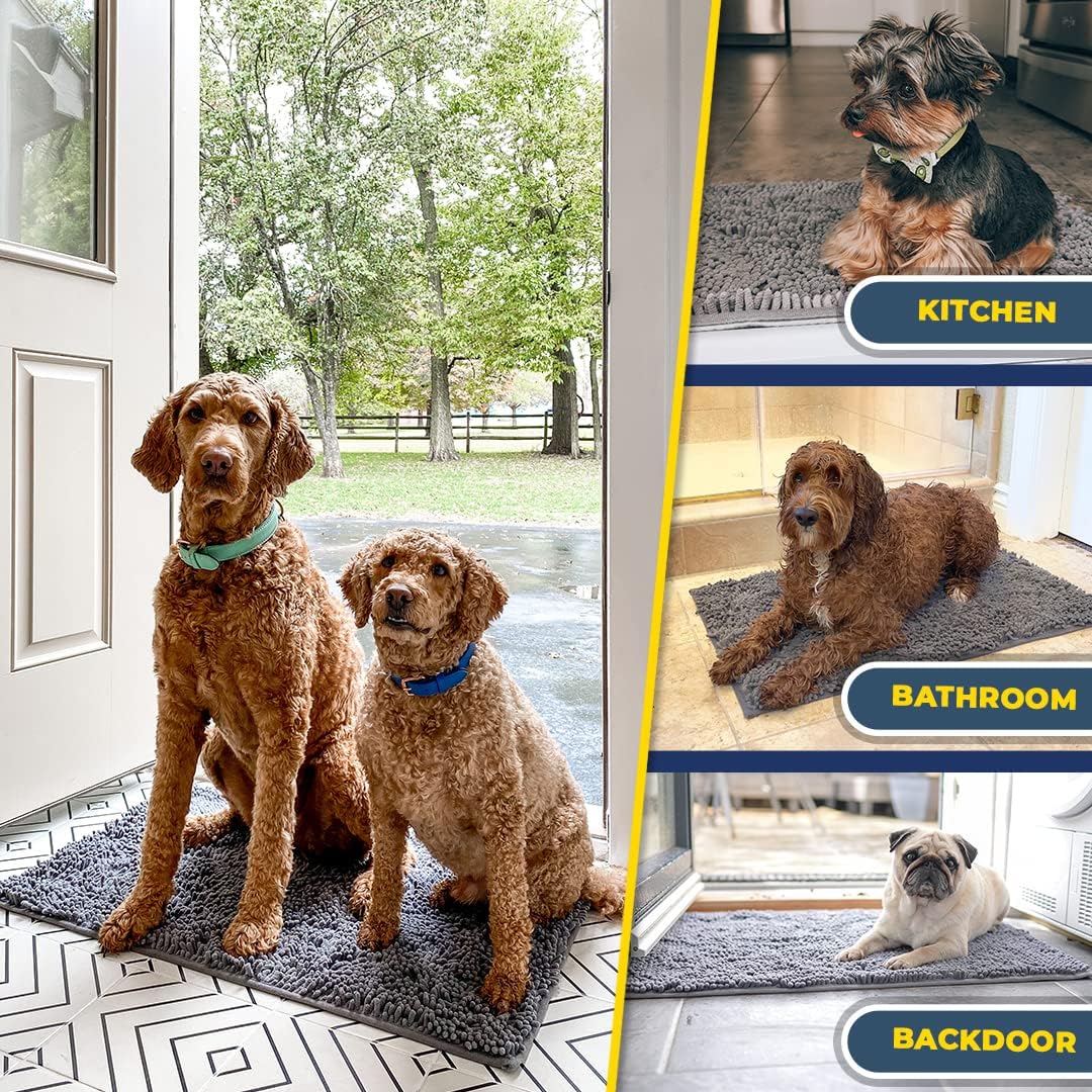 Muddy Mat® | Super Absorbent Door Mat Indoor, Microfiber Quick Dry Chenille Entryway Rug, Non-Slip Front Door Mat, Indoor Mats for Entryway, Machine Washable Pet Rug, Grey 30"x19"