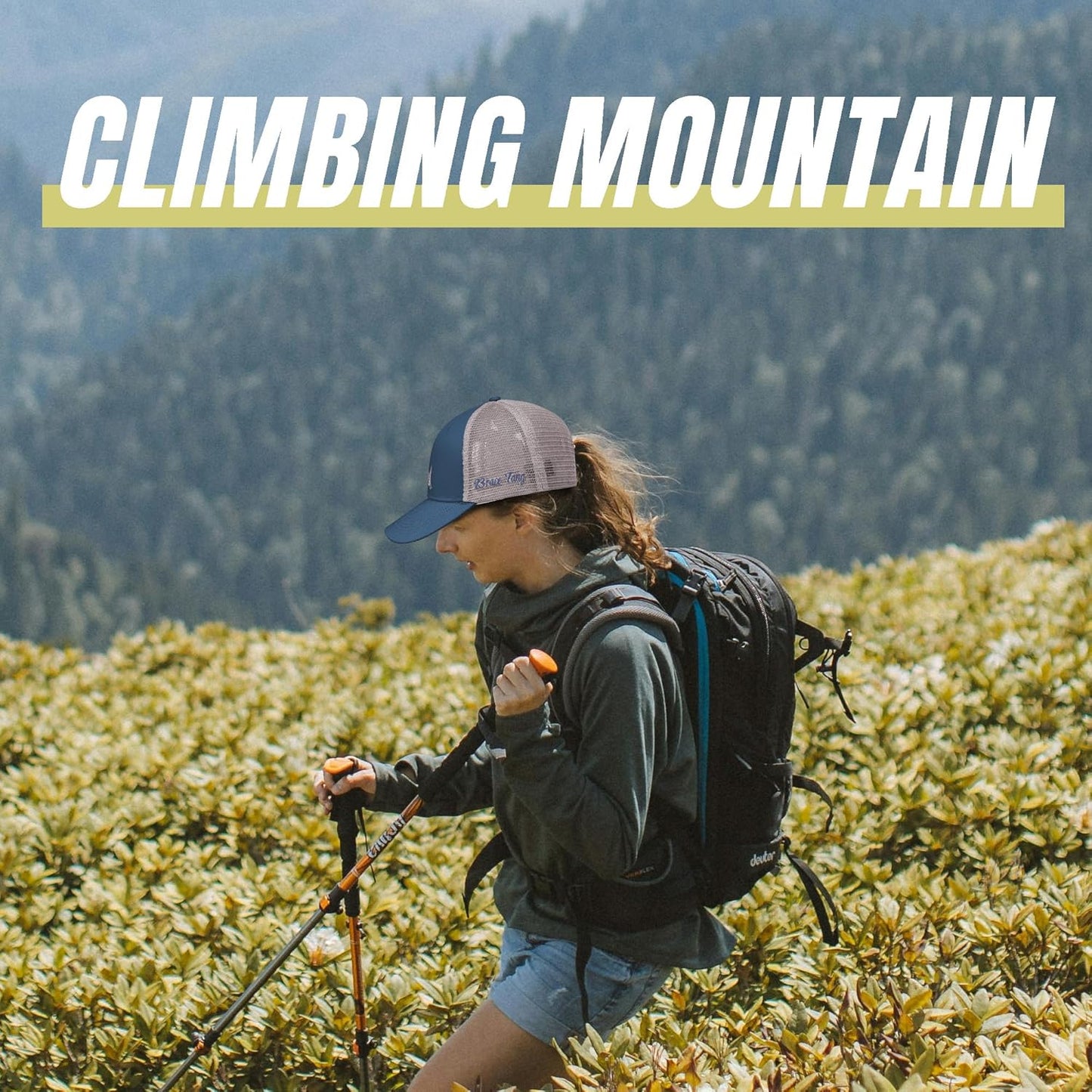 Mountain & Tree Outdoor Trucker Hat for Men Women, Embroidery Gift Baseball Cap for Hiking & Camping