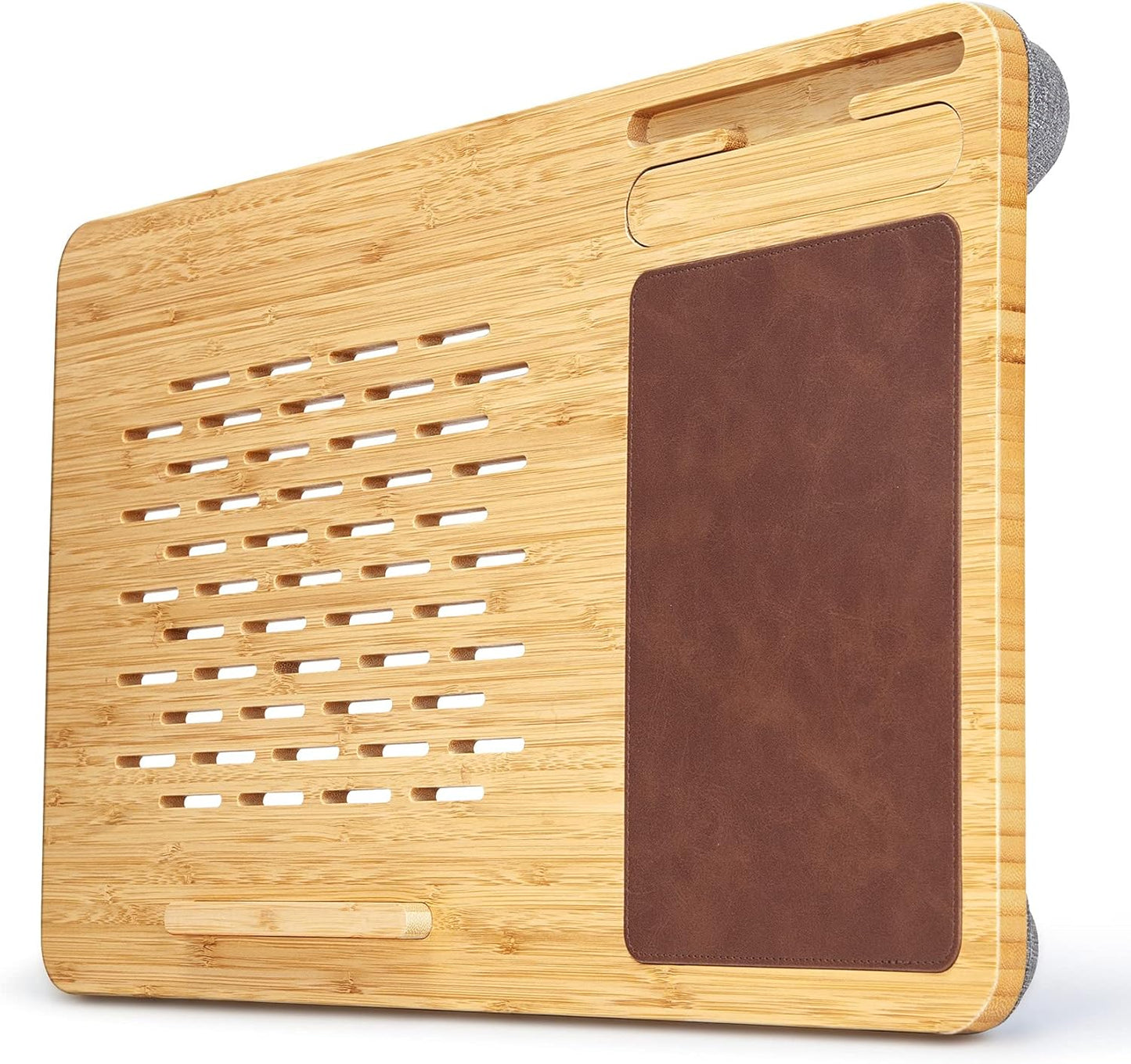 Lap Desk - Fits up to 15.6 inch Laptop Desk, Built in Mouse Pad Portable Lap Stand Lightweight Laptop Table with Phone Holder, Bamboo Lap top Stand for Bed Home Office