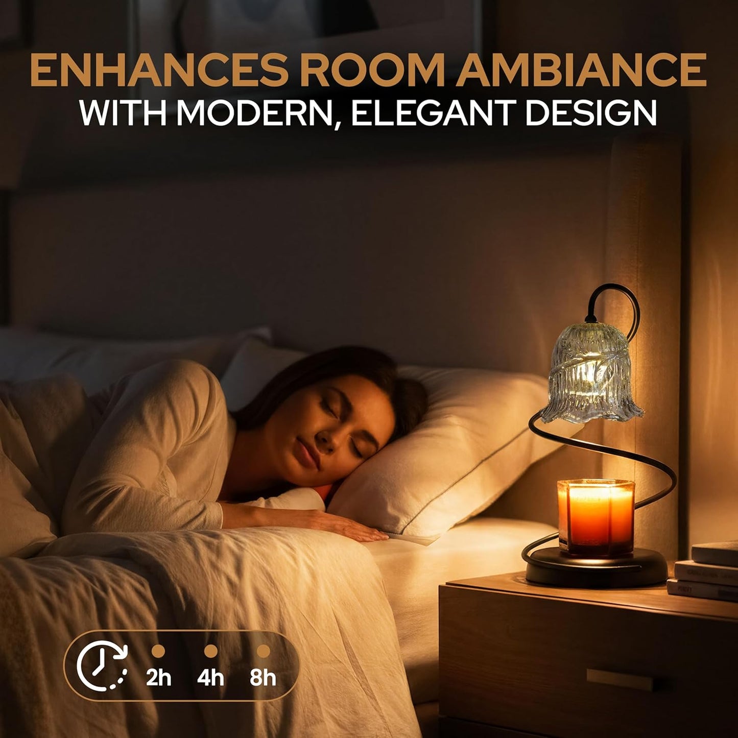 Candle Warmer Lamp with Wireless Remote, Timer & Dimmer, Electric Candle Warmer for Jar Candles with 2 Candle Trays, Top Heat Decorative Home Decor, Birthday Gifts for Women Mom, House Gift