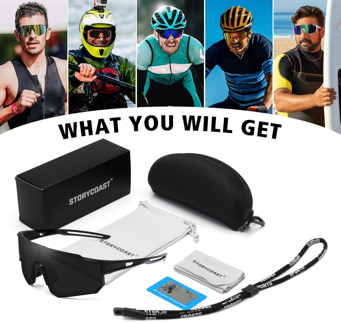 STORYCOAST Polarized Sports Sunglasses for Men Women,Driving Fishing Cycling Mountain Bike Sunglasses UV400 Protection