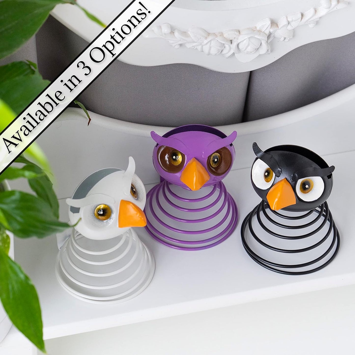 Made Easy Kit Owl Design Eyeglasses Holder Stand - Bobblehead Rack for Sunglasses and Specs - Fun Decorative Eyewear Spectacle Display Riser (Owl White)