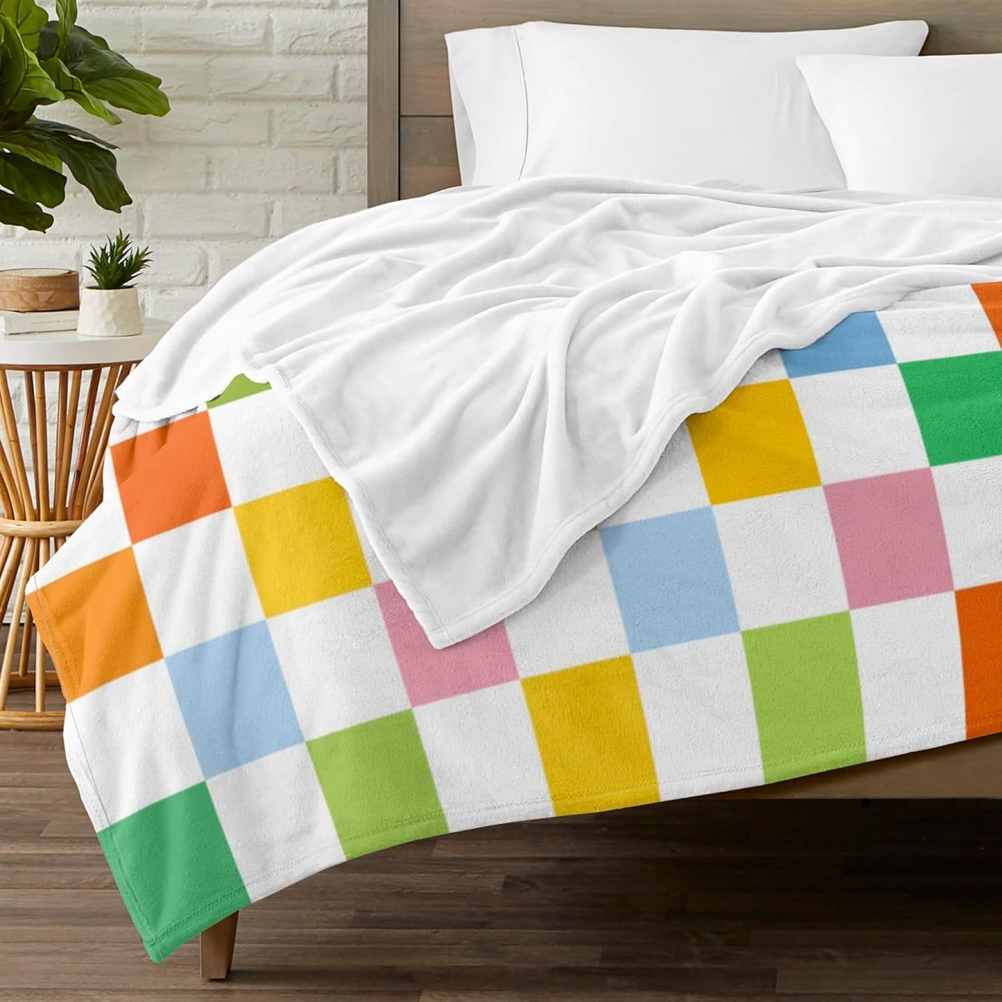 Mid Century Modern Throw Blanket for Women Men, Super Soft Unique Modern Aesthetics Checked Midcentury Home Decor Blanket Gifts for Kids Girls Adults, Warm Cozy Plush Fleece Flannel Blankets 50"x40"
