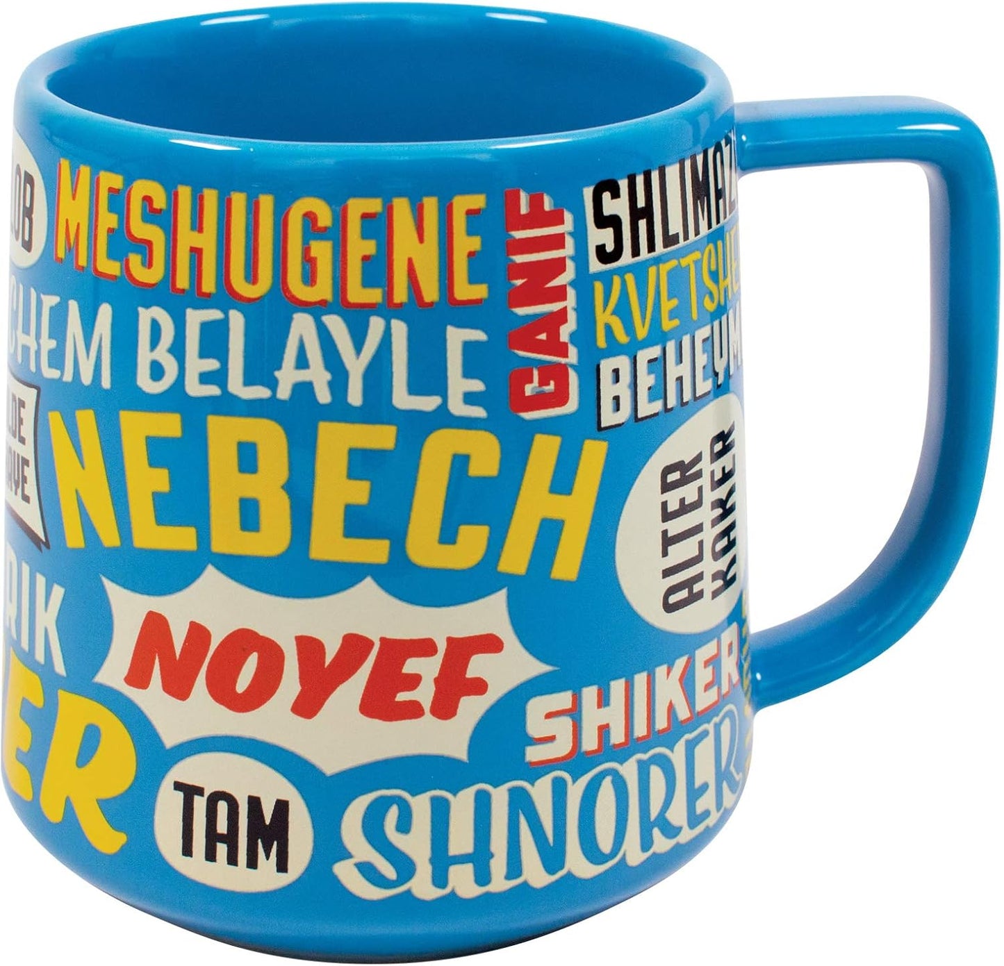 The Unemployed Philosophers Guild Yiddish Insults Mug - Sip Coffee and Study Yiddish Insults, From Nudnik to Tipish and More, Comes in Gift Box, 12 oz