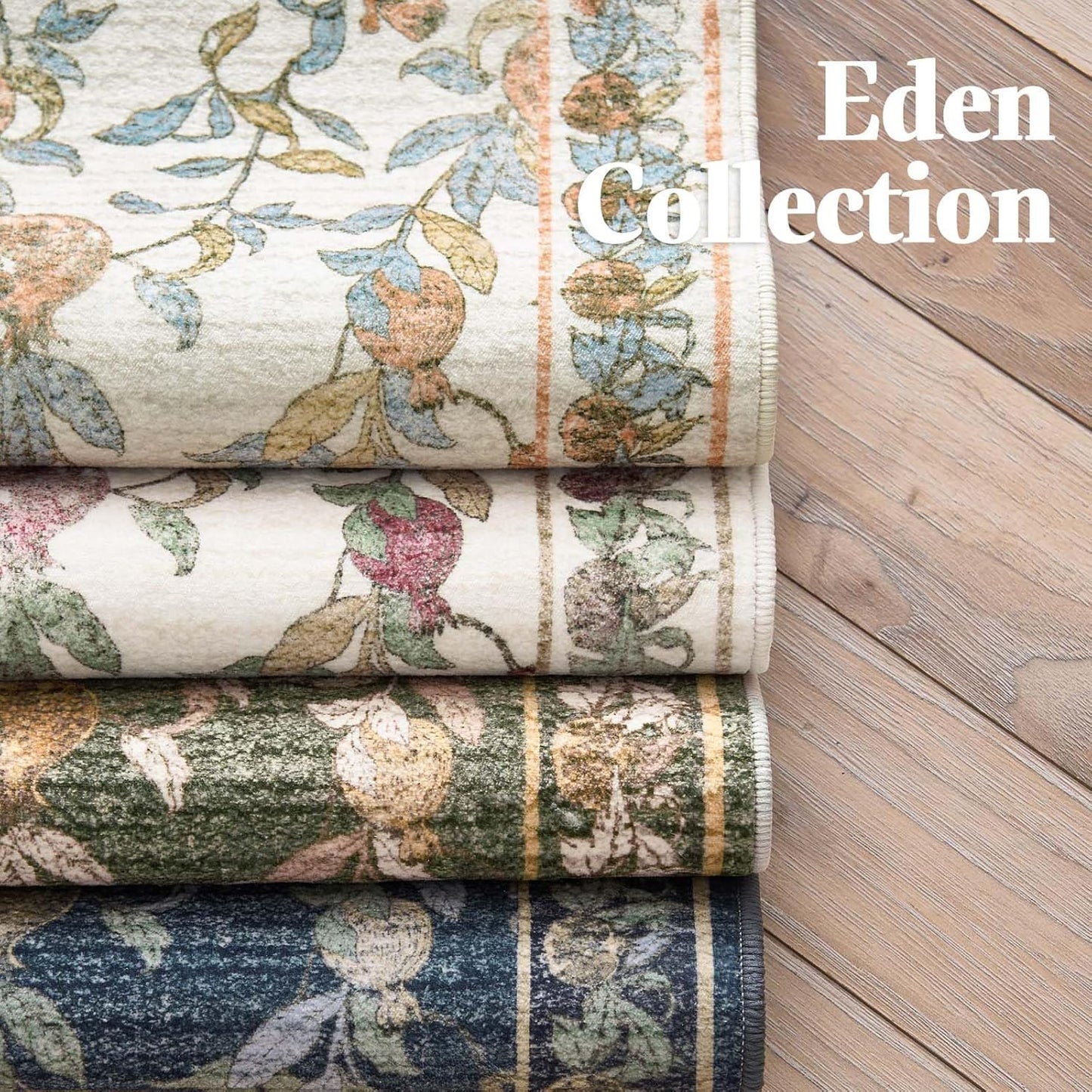 jinchan Eden Floral Area Rug 6x9 Washable Vintage Soft Non-Slip Distressed Orange Fall Decor Carpet Low Pile Accent Rug for Living Room Kitchen Bedroom Dining Room Nursery