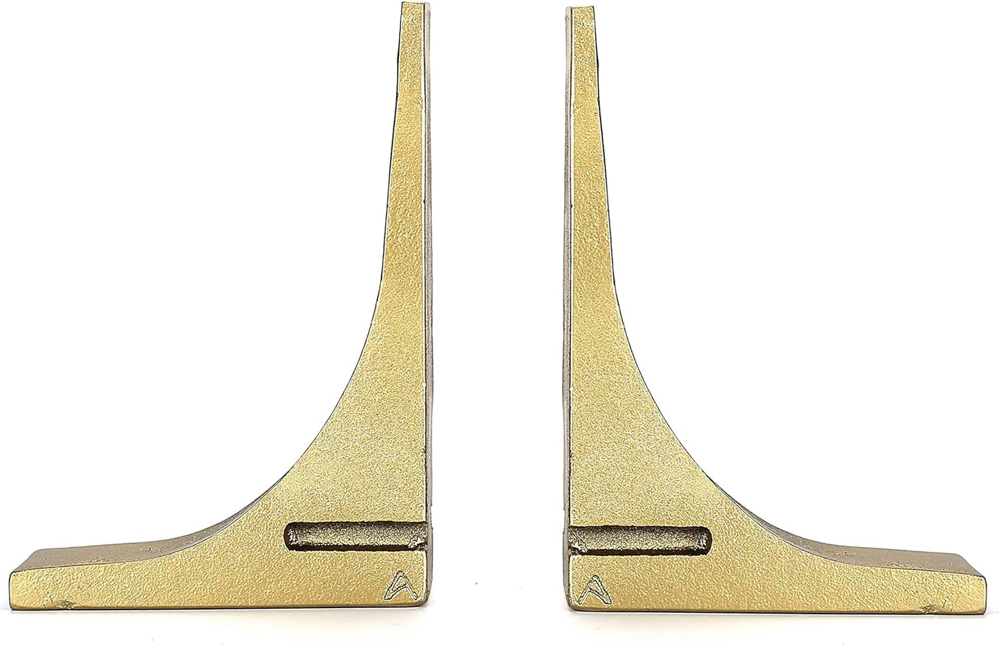 Cast Iron Geometric Decorative Bookends, Round Geometry Theme Shelf Decor, Heavy Duty, Set of 2 Gold