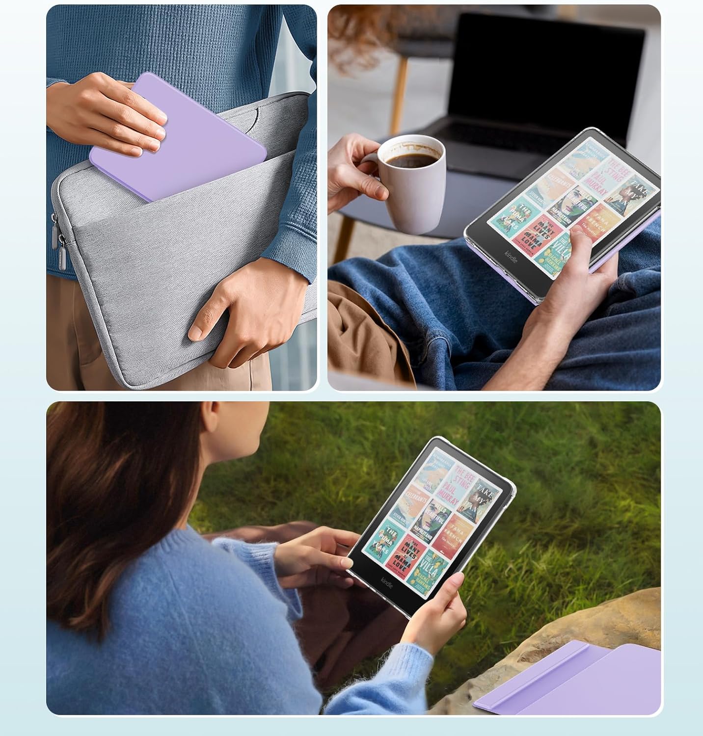 MoKo Detachable Magnetic Case for All-new 7" E-Reader 12th Generation 2024 & Color 2024/2025, Ultra Clear Back Scratch-Proof Light & Shell Cover with Auto Wake/Sleep, Not fit BOOX & Kobo, Lilac
