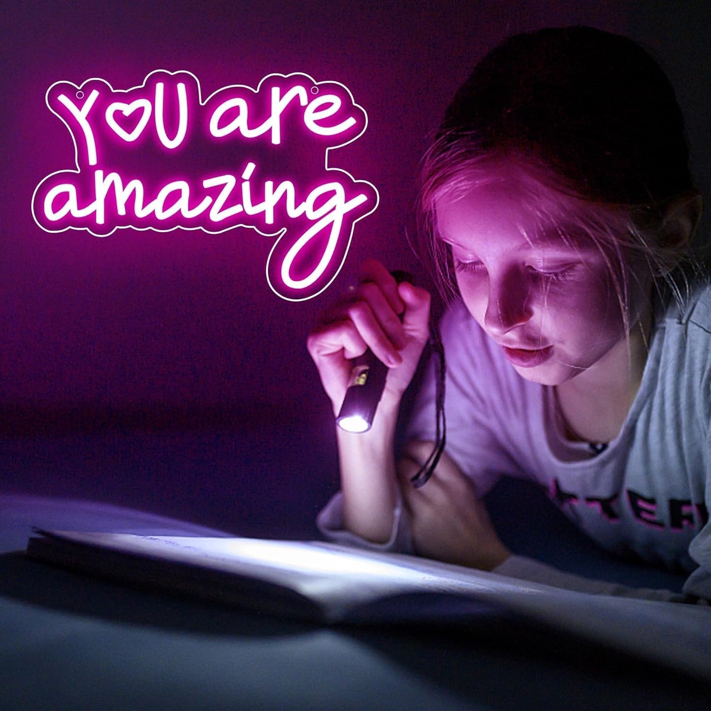 Pink You Are Amazing Neon Signs for Wall Decor,Amazing Led Neon for Girls Bedroom Wall Decor,Girls Light Up Sign for Birthday Wedding Party,Valentines Day Decor,Size 13.8 * 9.1 Inches(JTLD100)