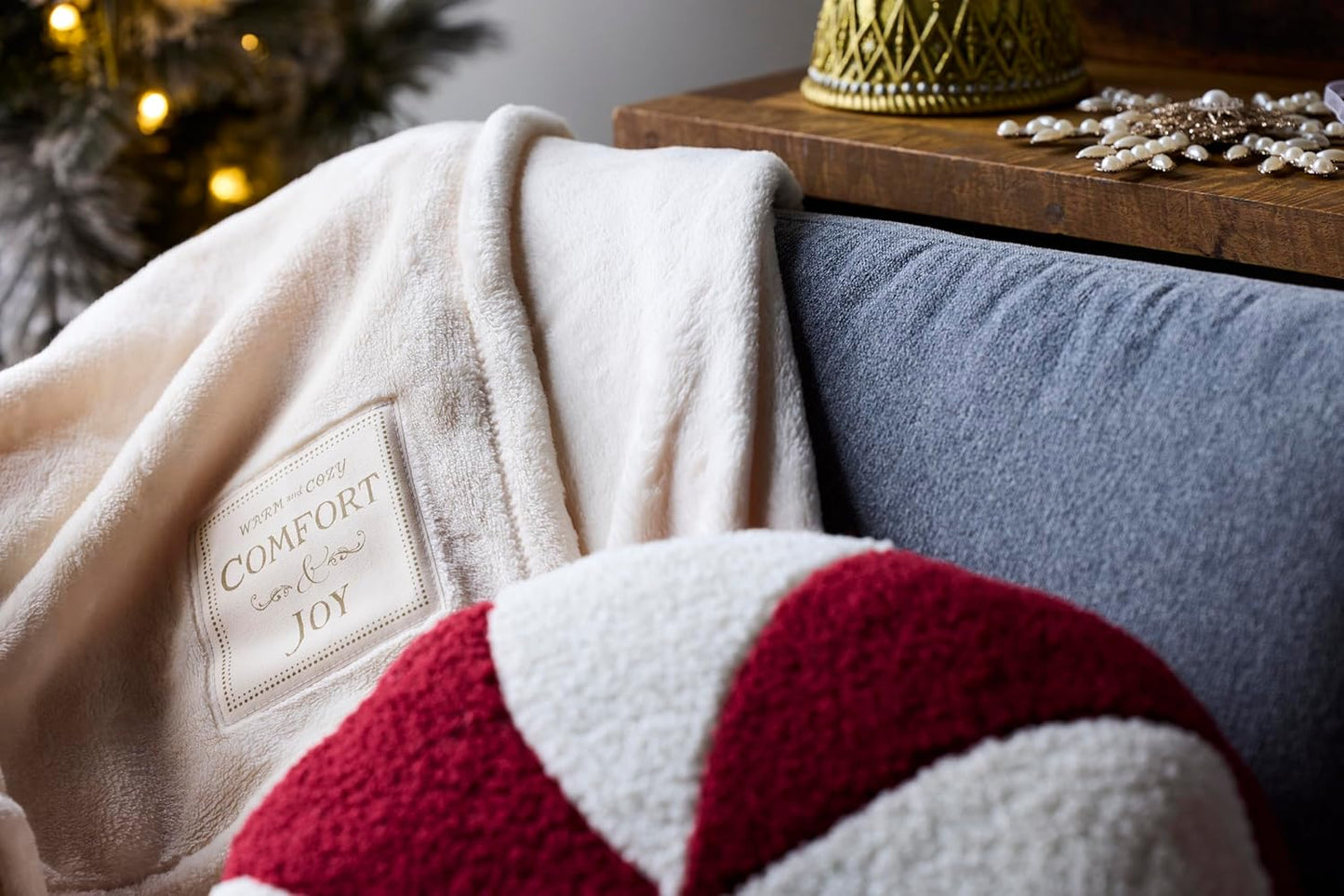DEMDACO Cozy Holiday Christmas Throw Blanket 50 x 60 Inch Super Soft Plush Polyester Comfort and Joy