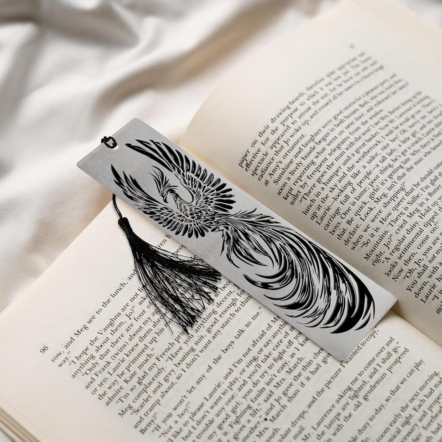 Stainless Steel Bookmarks – Set of 3 Featuring Dragon, Phoenix and Sword, 150x40mm, Laser-Engraved, Durable Metal, Perfect for Book Lovers & Unique Gift Ideas. Fantasy Series