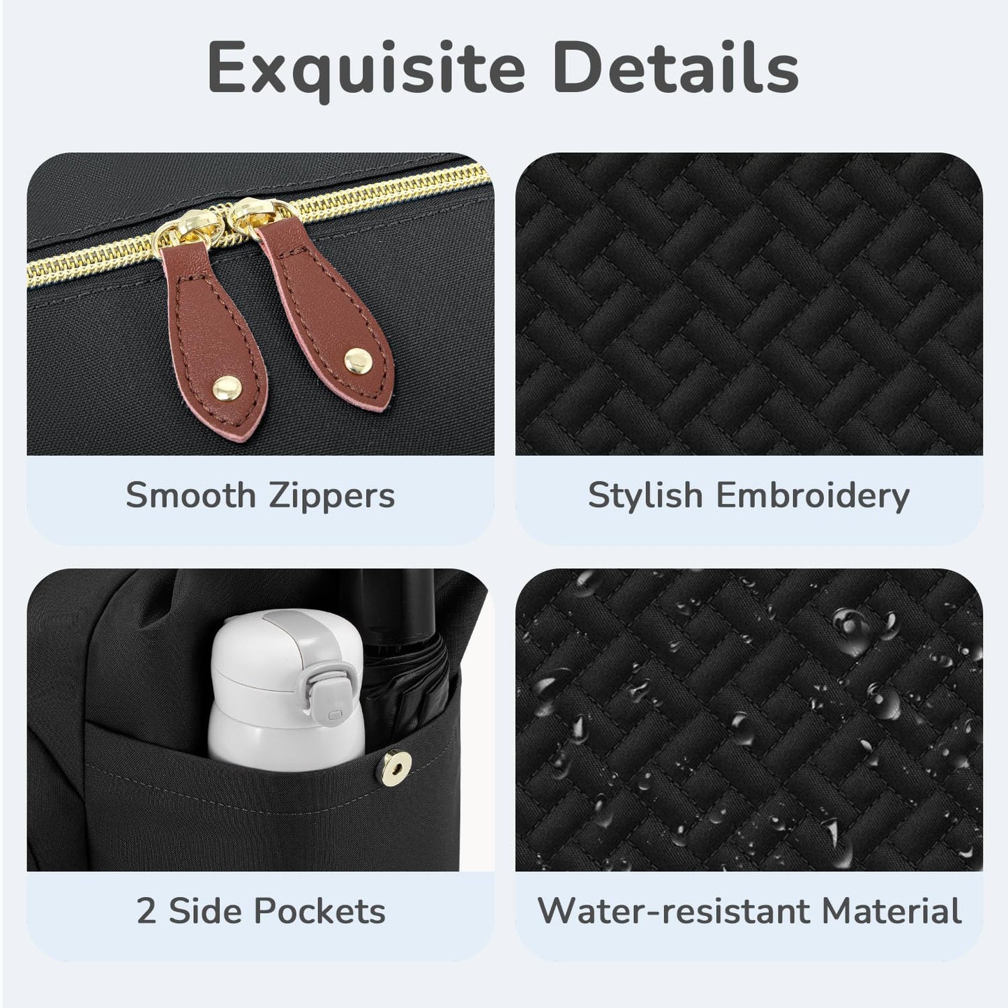Diaper Bag Tote with Pacifier Case, Baby Bag for Women with Shoulder Straps, Travel Diaper Tote for for Mom and Dad Medium Size, Black
