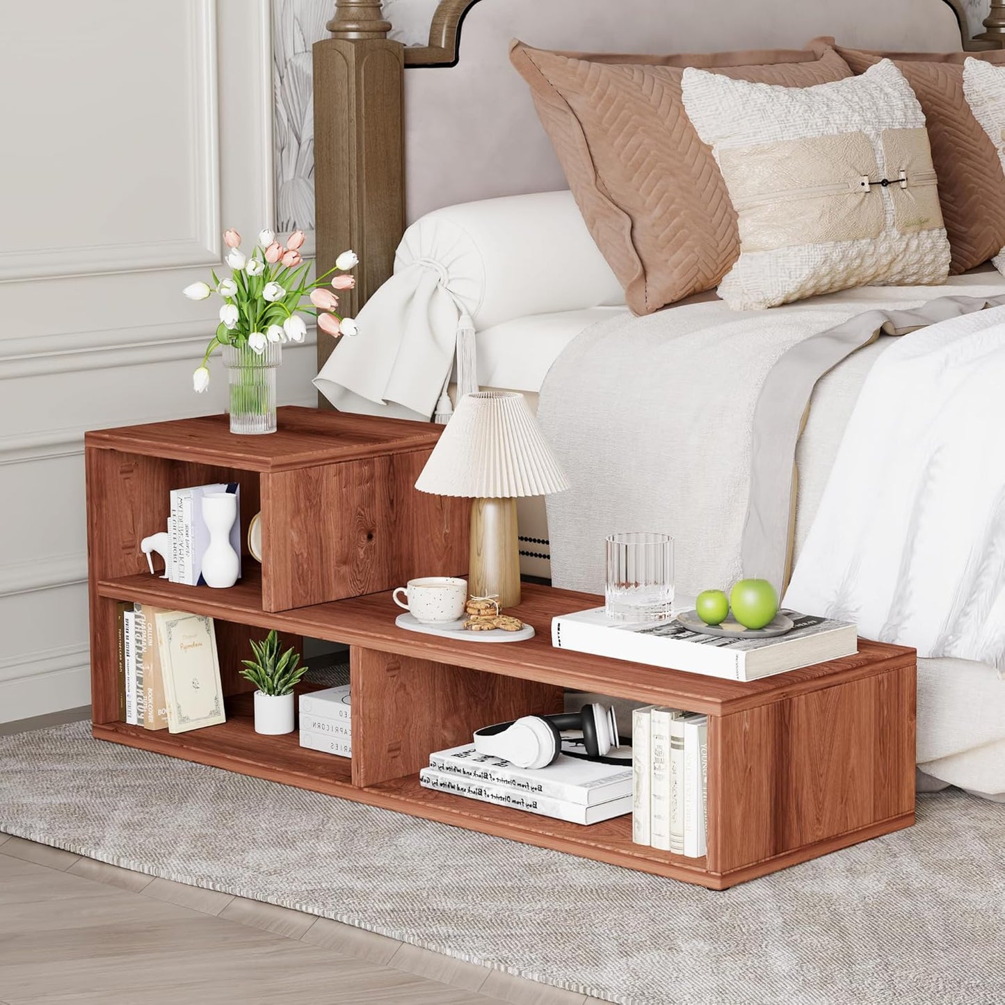 2-Piece Bookshelf TV Stand, L-Shaped Entertainment Center for 45–70" TVs, Cube TV Stand, Media Console Table with Storage Cubes, Open Storage Bookcase for Living Room, Bedroom, Home Office