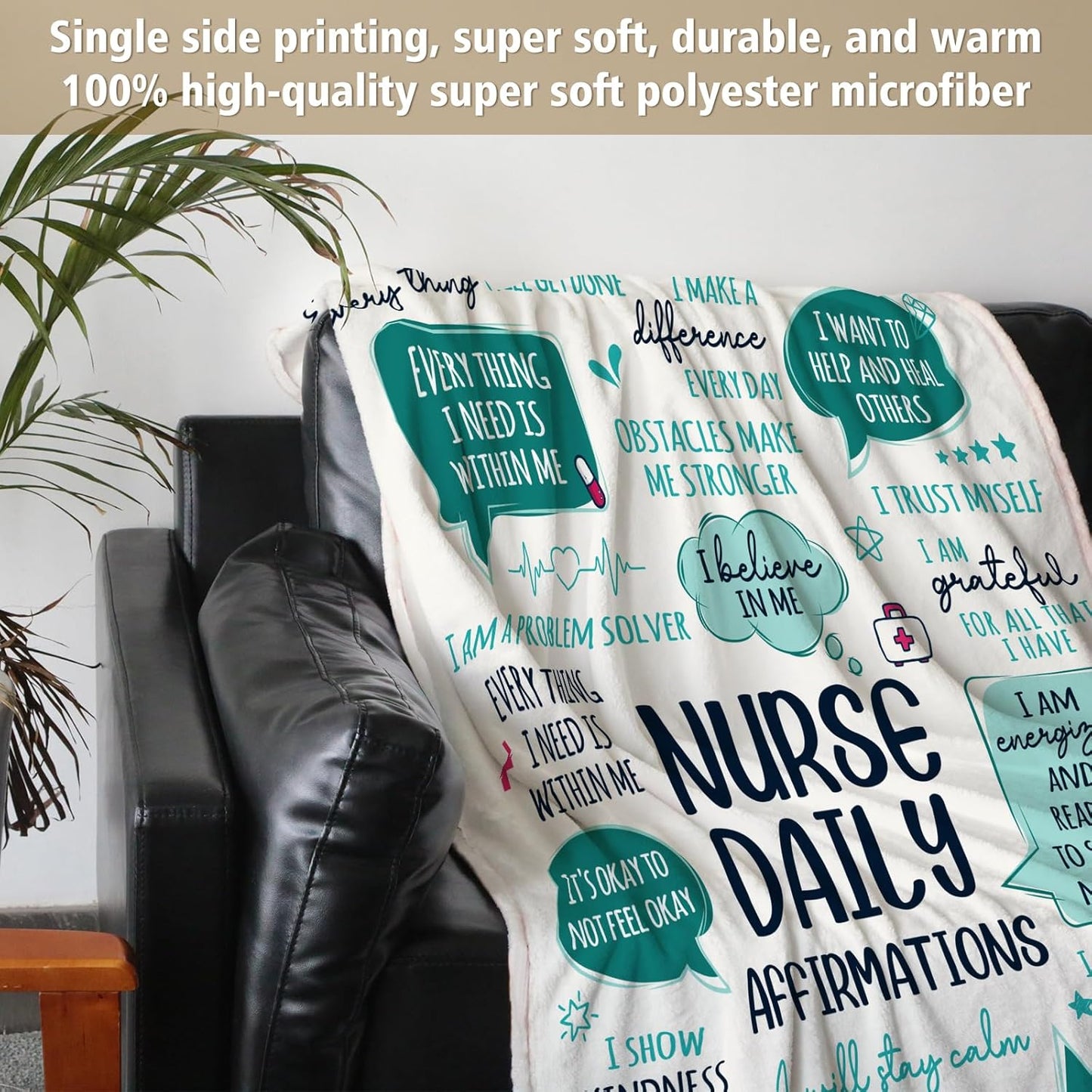 Craftique Nurse Gifts for Women Men- Soft Nurse Blanket with Daily Affirmations- LPN RN Gifts for Nurses Practitioner, Nursing School Graduate Birthday Appreciation Gift, Nurses Week/Day Gift