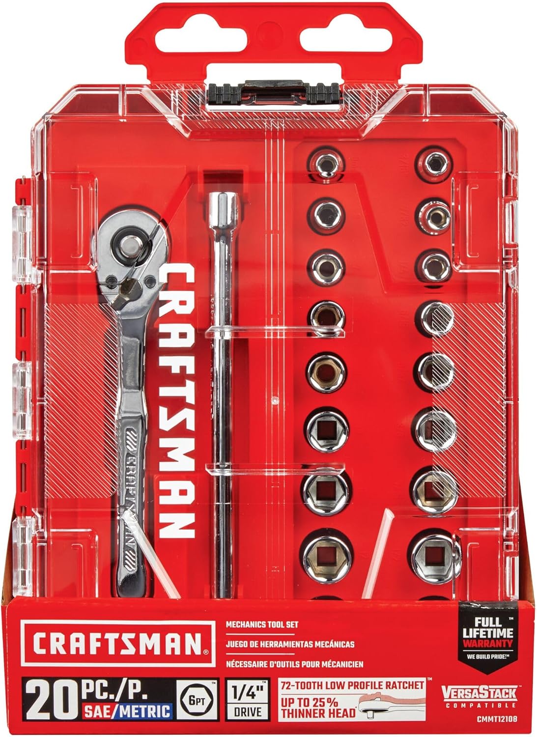 CRAFTSMAN Mechanics Tool Set, 1/4 Inch Drive, 20 Piece (CMMT12108)