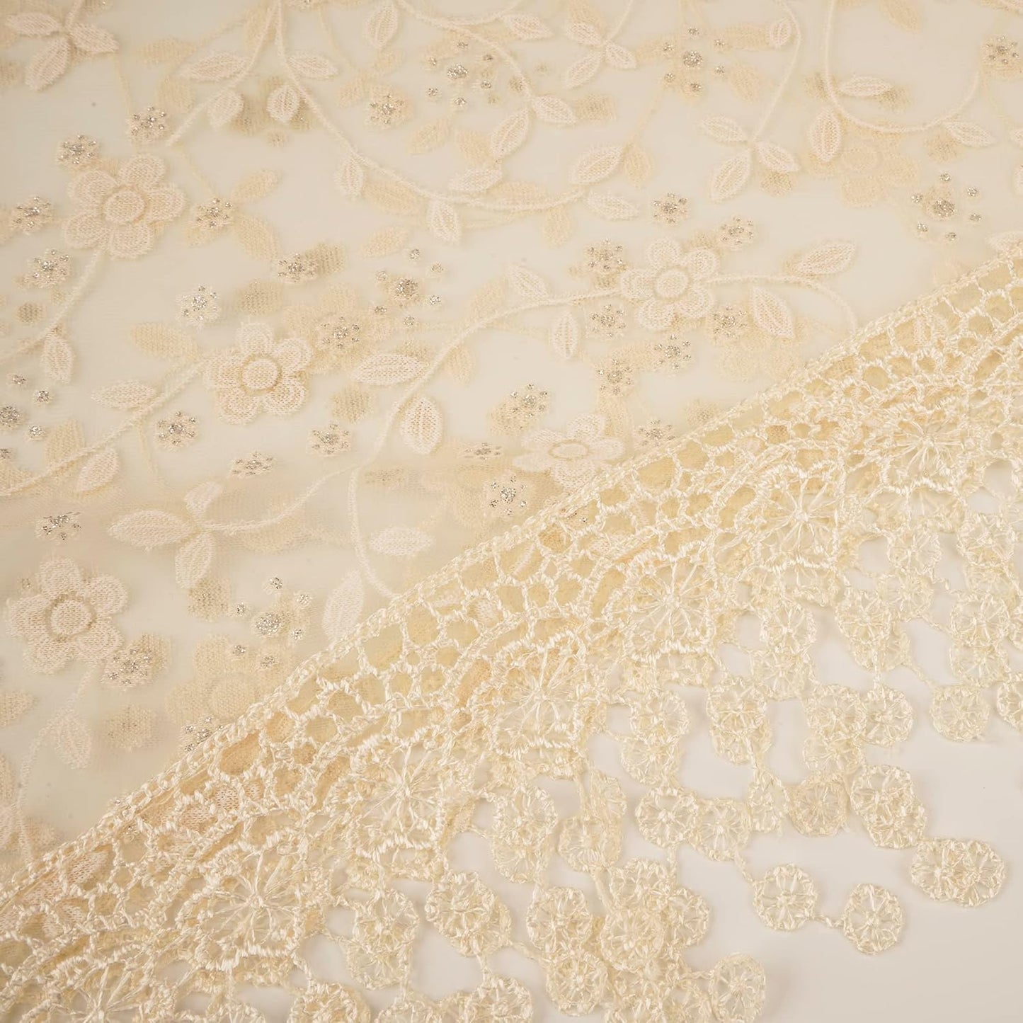 YOUR SMILE Lightweight Soft Leaf Lace Fringes Triangular Floral Fashion Towel Scarf Wrap for Women