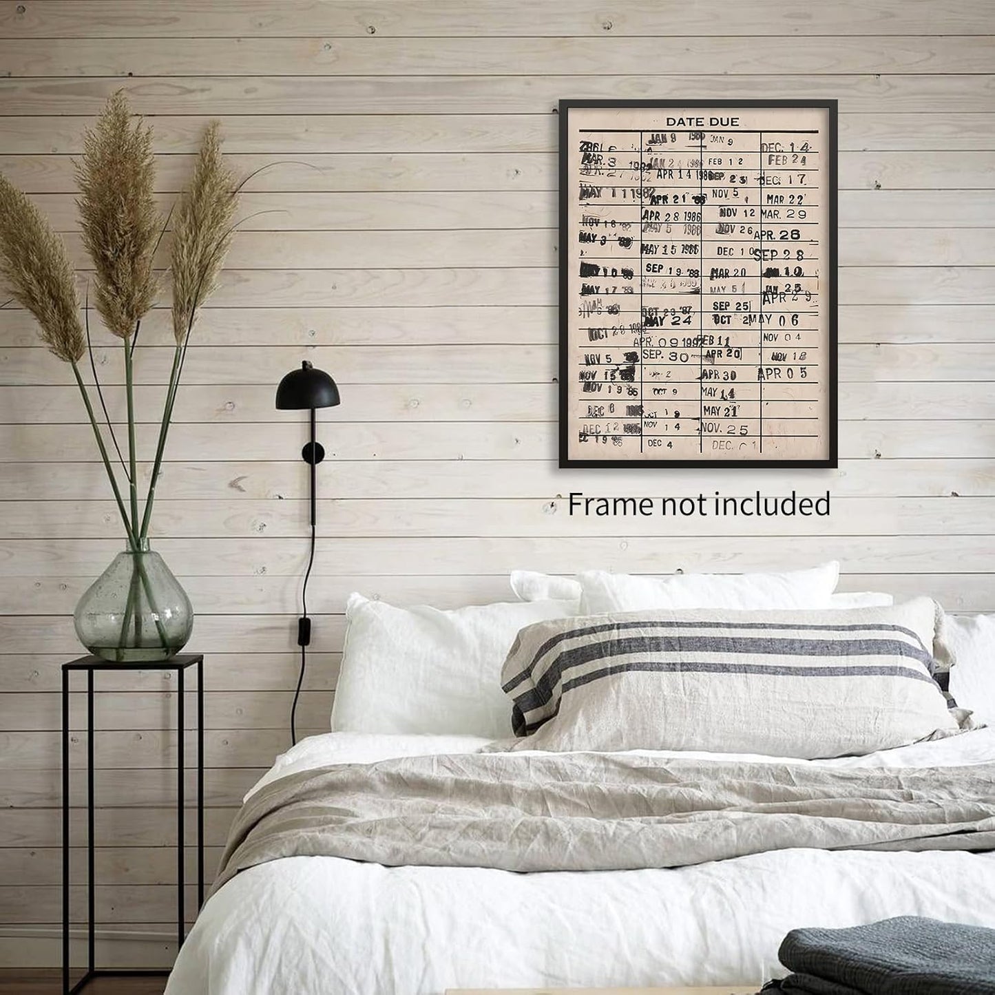 WLZWD Antique Retro Library Reading Card Wall Art Vintage Book Due Date Poster Unique Neutral Rustic Canvas Prints for Living Room Study Wall Decor 12x16 inch Unframed