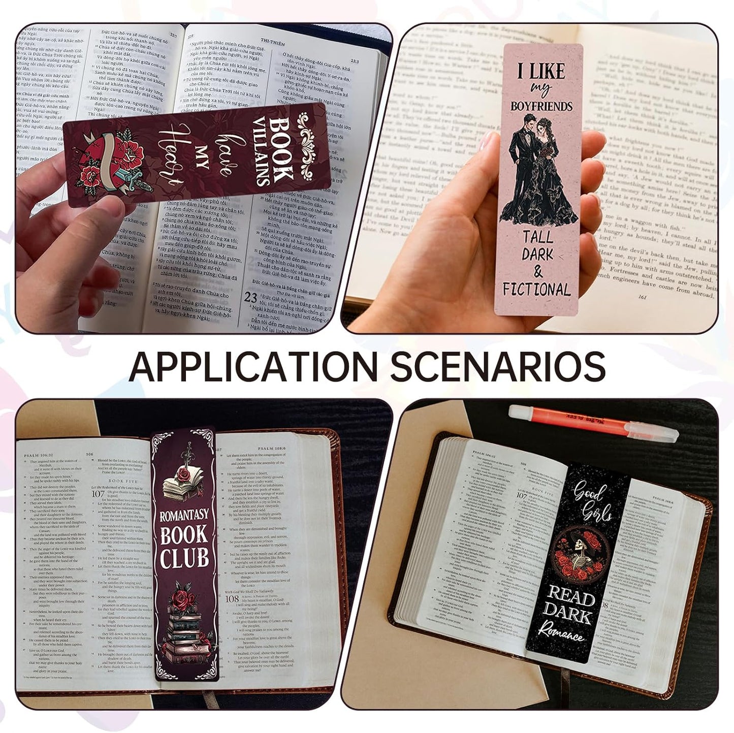 AFRITEE Dark Romance Bookmarks for Women - 20 Pcs Gothic Vintage Rose Skull Paper Bookmarks Gifts for Romance Novel Lovers, Funny Dark Twisted Romance Bookmarks for Reading Women Spicy Gifts for Girl