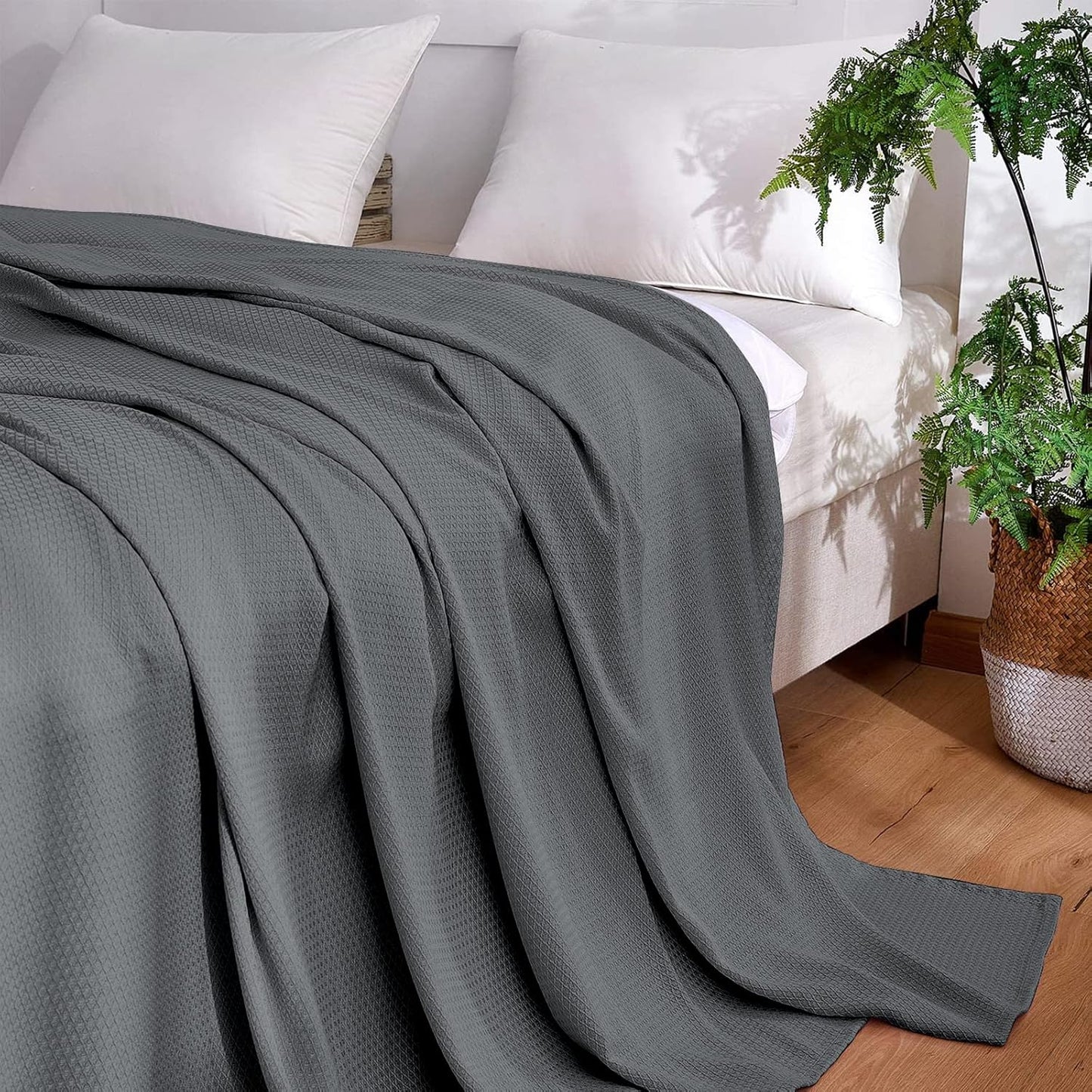 DANGTOP Cooling Blankets for Hot Sleepers, 100% Rayon Absorbs Body Heat to Keep Cool on Warm Night, Ultra-Cool Lightweight Blanket(90x108 inches, Dark Grey)