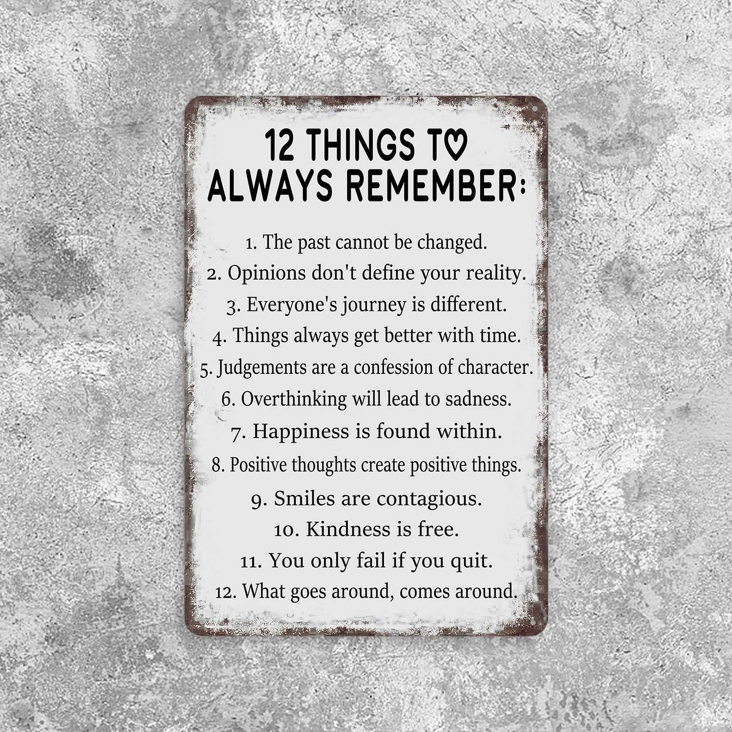 8x12 Inch Aluminum Retro Inspirational Wall Art 12 Things To Always Remember Signs Metal Inspiring Positive Quotes Sign for Home, Office, Bedroom, School