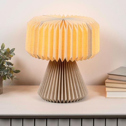 JONATHAN Y 12.8" Natural Modern Art Deco Accent LED Table Lamp for Bedroom, Paper Pleated Shade, Scandinavian Boho Small Bedside Lamp, LED Bulb Included JYL9107B