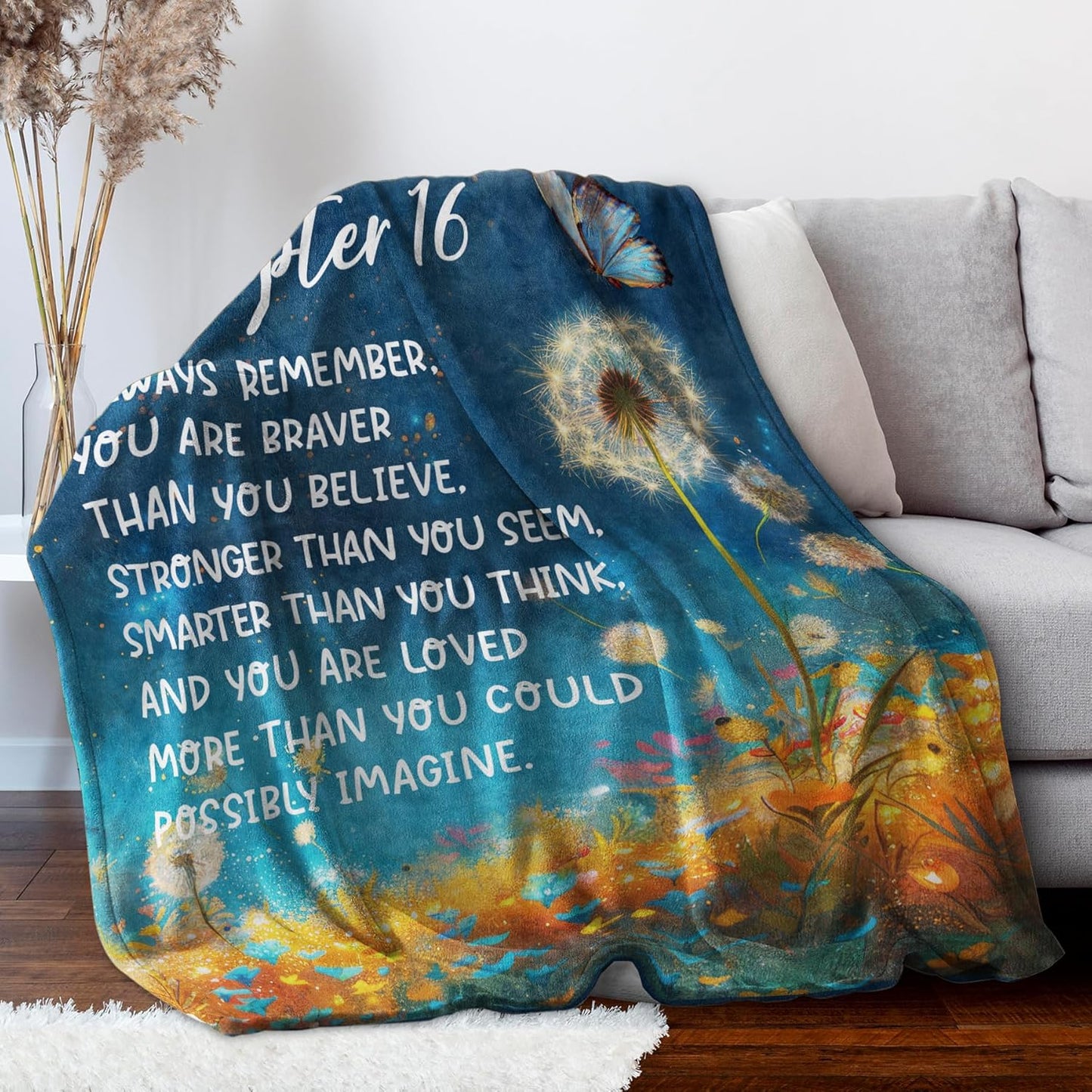 Sweet 16 Gifts for Girls, Chapter 16 Birthday Decorations Blanket, 16th Birthday Gifts for Girls Teen Daughters, 16 Year Old Girl Gift, 2010, Soft Inspirational Dandelion Blankets 50''x60''