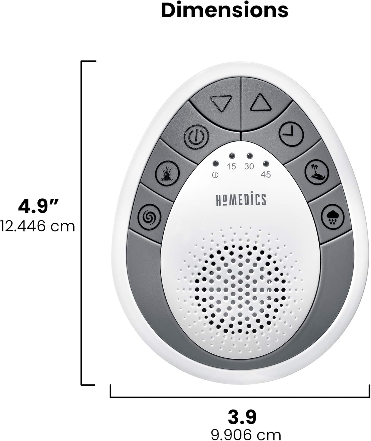 Homedics White Noise Sound Machine, Small Travel Sound Machine with 4 Relaxing Nature Sounds, Portable Sound Therapy for Home, Office, Nursery, Auto-Off Timer, by Homedics