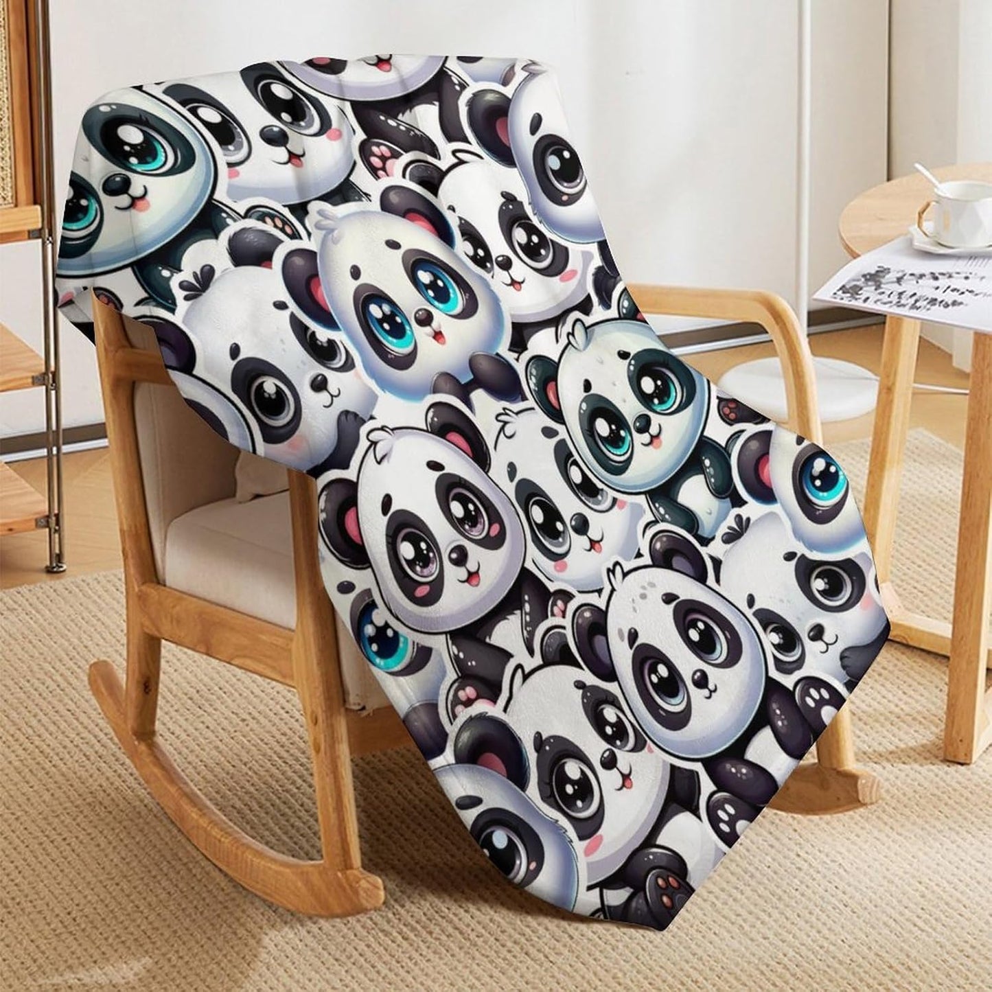 Panda Throw Blanket - Soft Flannel Blankets for Teens Adults Women Men - Warm Panda Throw Blankets for All Season Lap, Chair, Sofa - 70"x50"