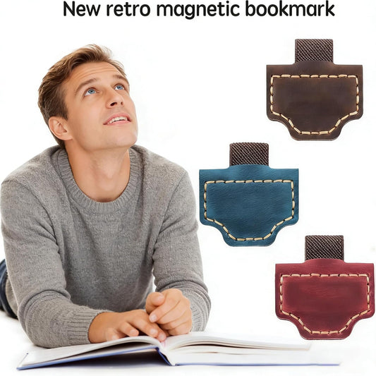 Bygone Mark Bookmark with Pen Holder, Personalized Leather Magnetic Bookmark,Magnetic Bookmarks for Reading Women Book Lovers Travelers Notebook Journal Covers(Blackish Green, 1)