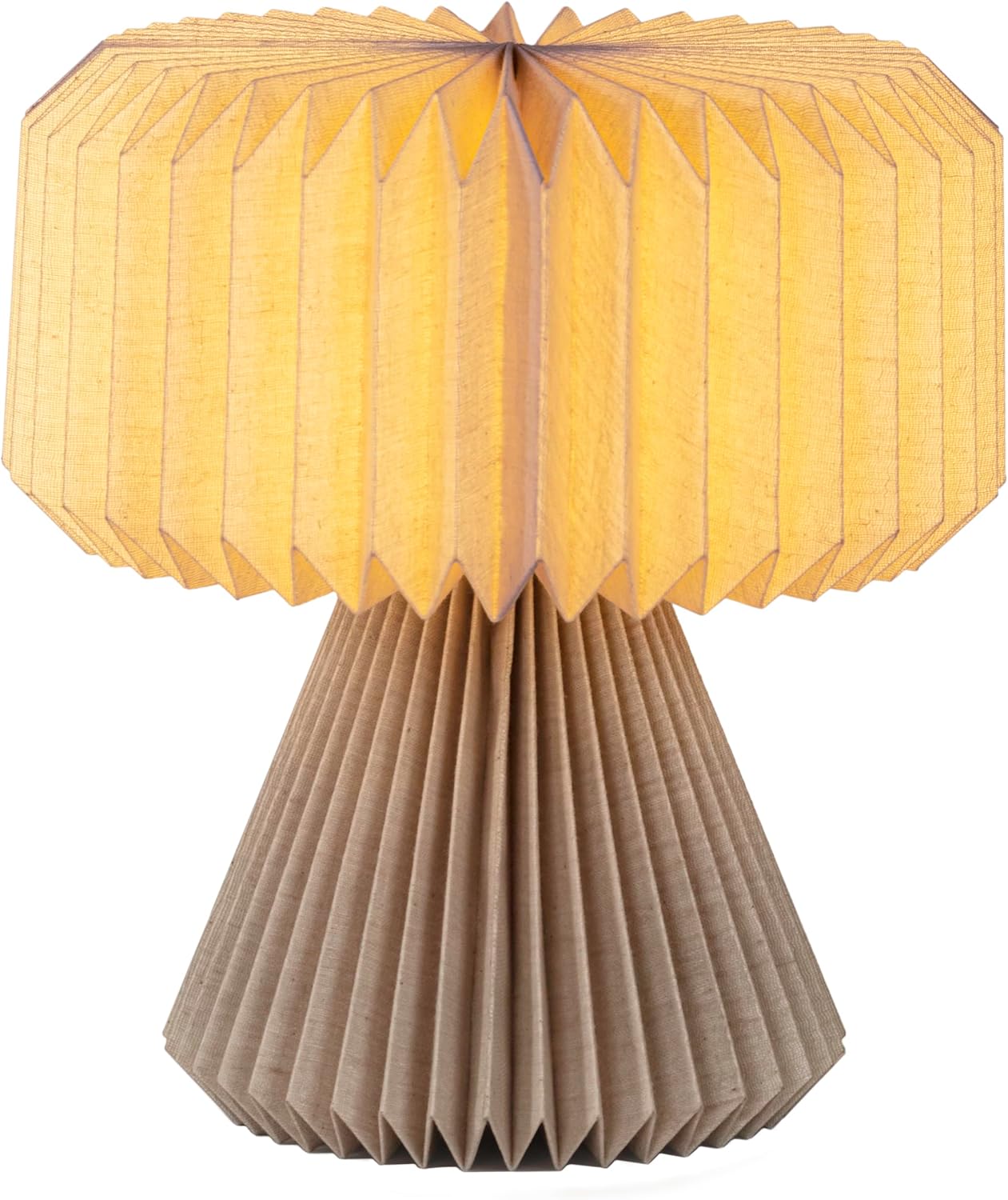 JONATHAN Y 12.8" Natural Modern Art Deco Accent LED Table Lamp for Bedroom, Paper Pleated Shade, Scandinavian Boho Small Bedside Lamp, LED Bulb Included JYL9107B